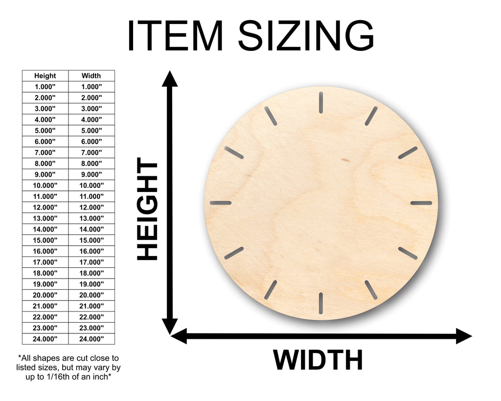 Unfinished Wood Simple Clock Shape - Craft - up to 46" DIY