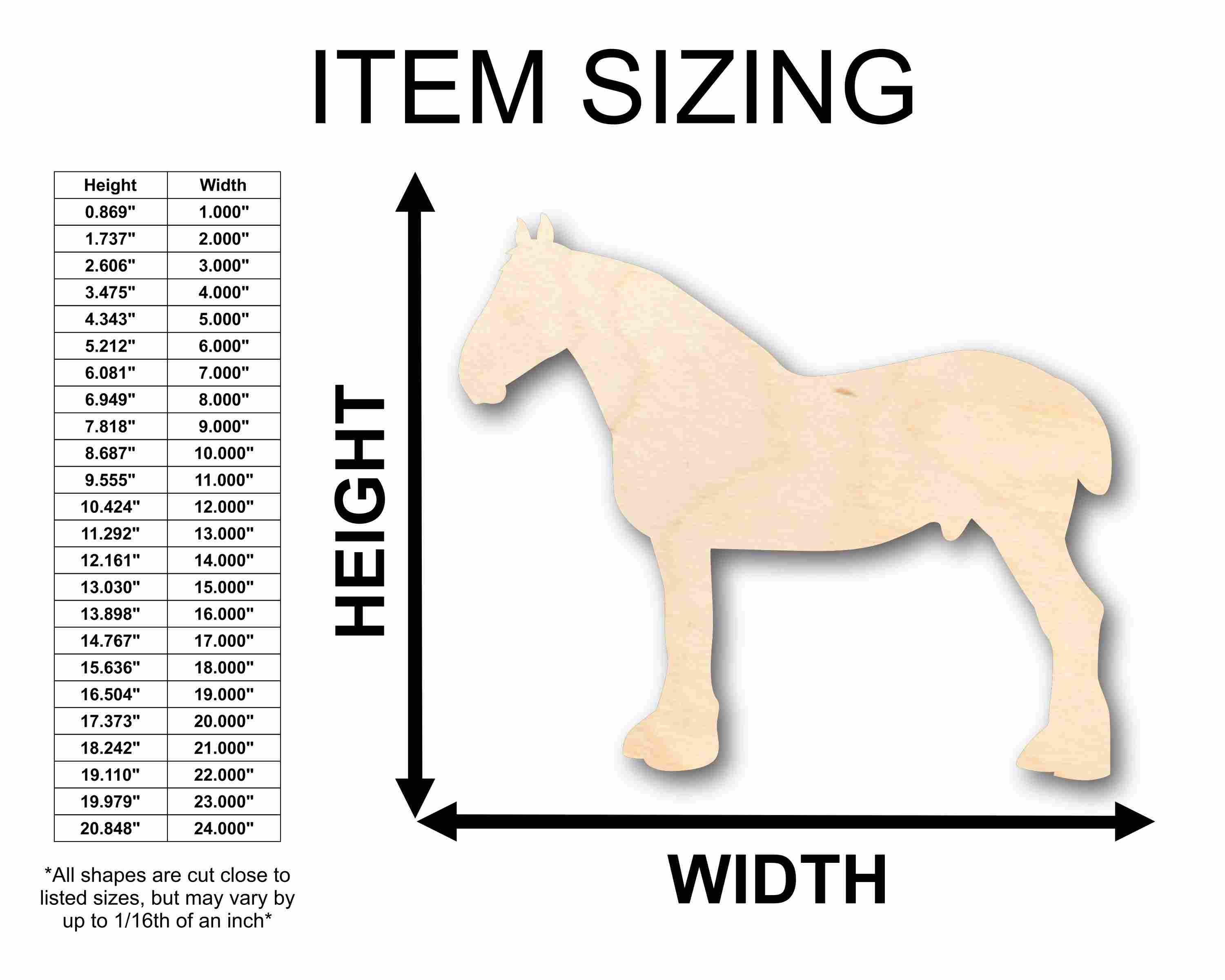 Unfinished Wood Clydesdale Horse Silhouette - Craft- up to 46" DIY