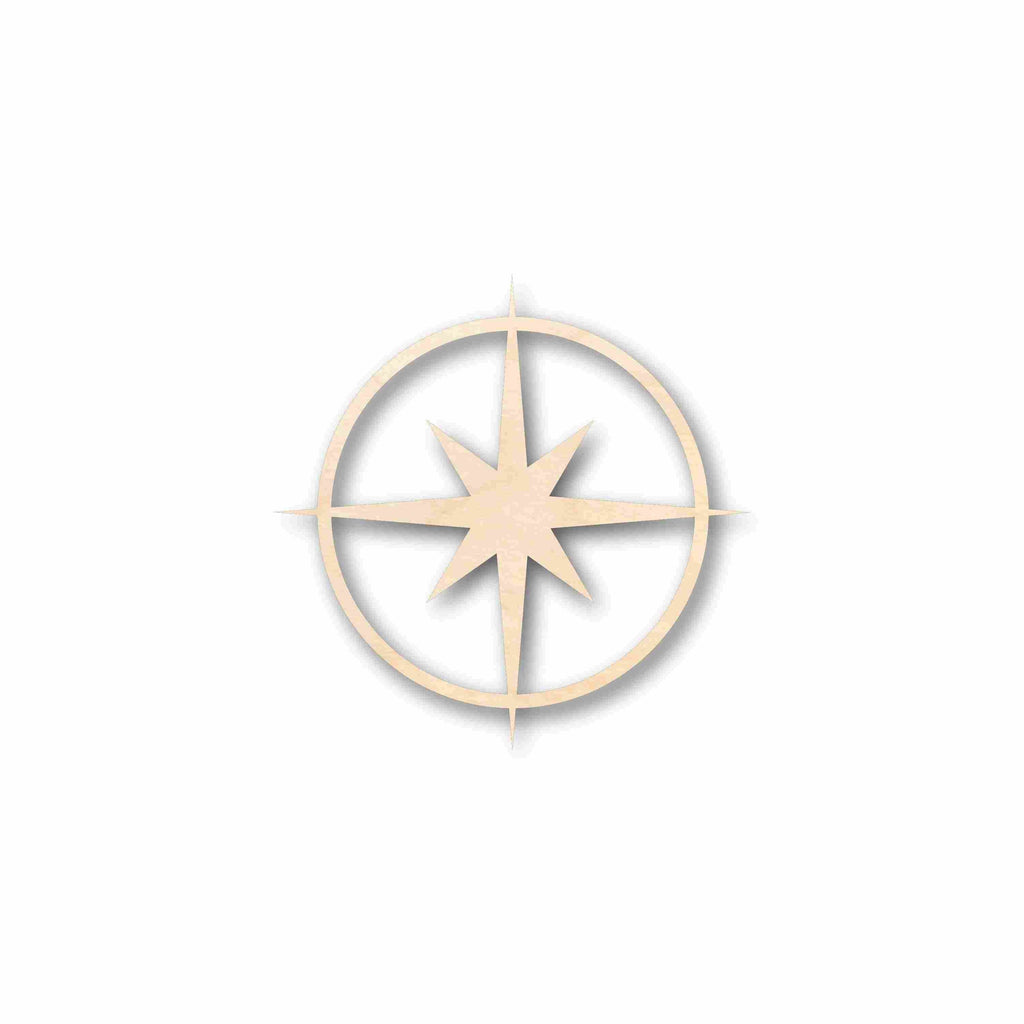 Unfinished Wood Compass Rose Star Sharp Six Point Star Silhouette - Craft- up to 46" DIY