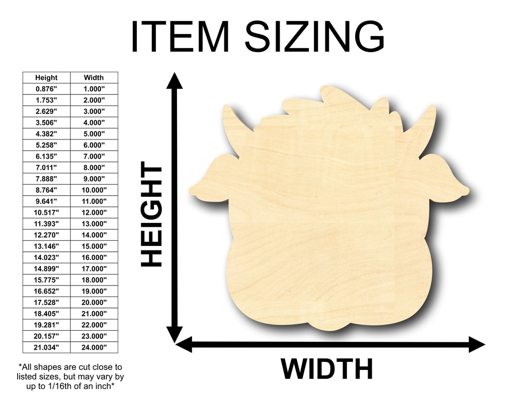 Unfinished Wood Cute Cow Head Shape - Craft - up to 46" DIY