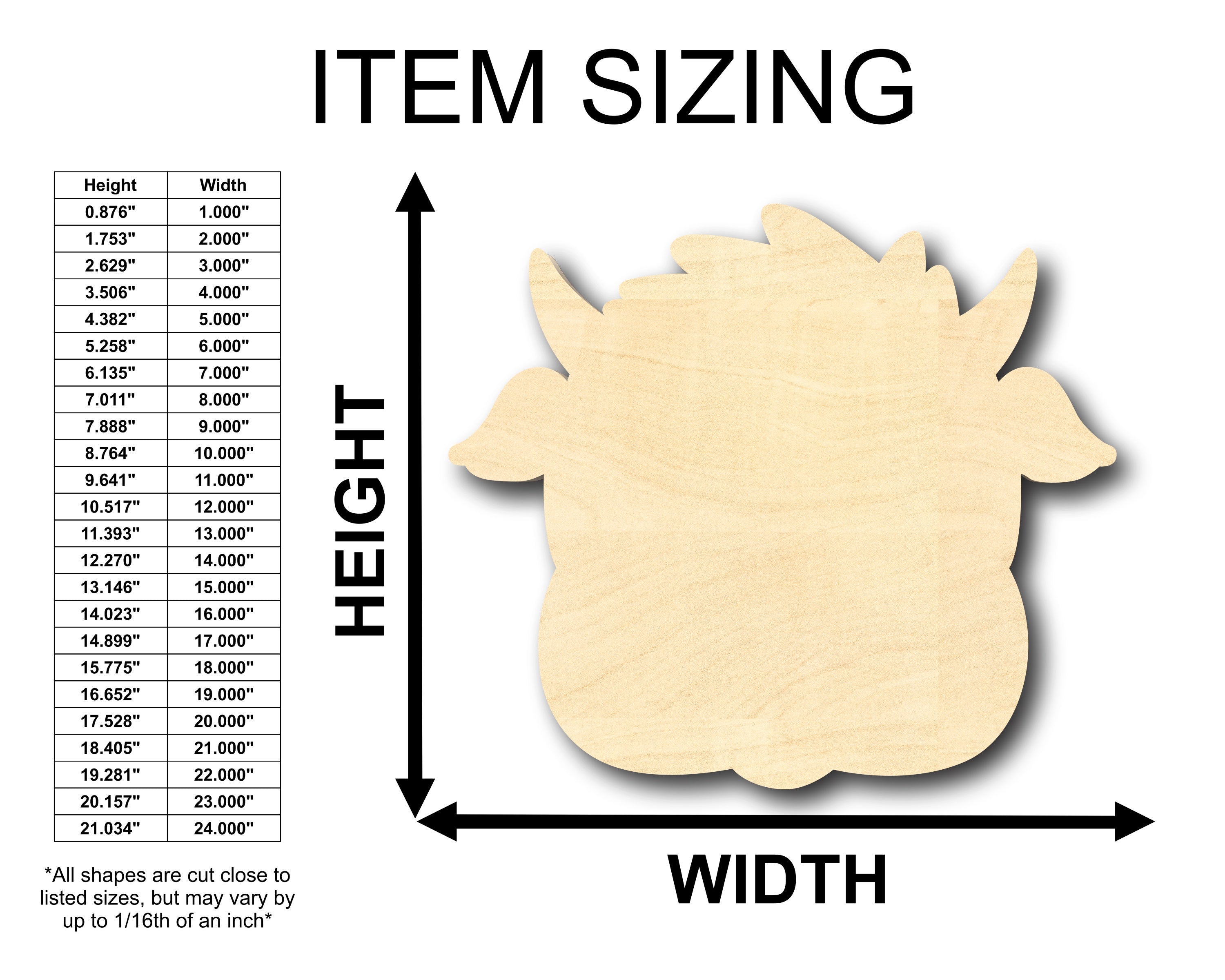 Unfinished Wood Cute Cow Head Shape - Craft - up to 46" DIY