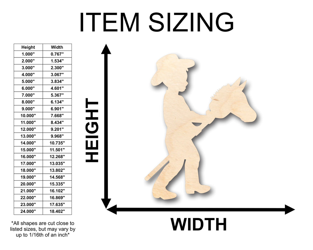 Unfinished Wood Cowboy Kid Shape - Craft - up to 46" DIY