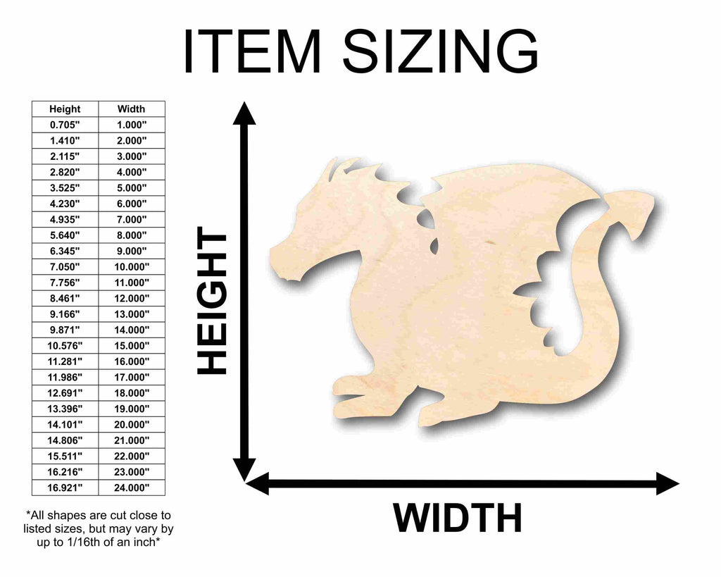 Unfinished Wood Cute Dragon Silhouette - Craft- up to 46" DIY