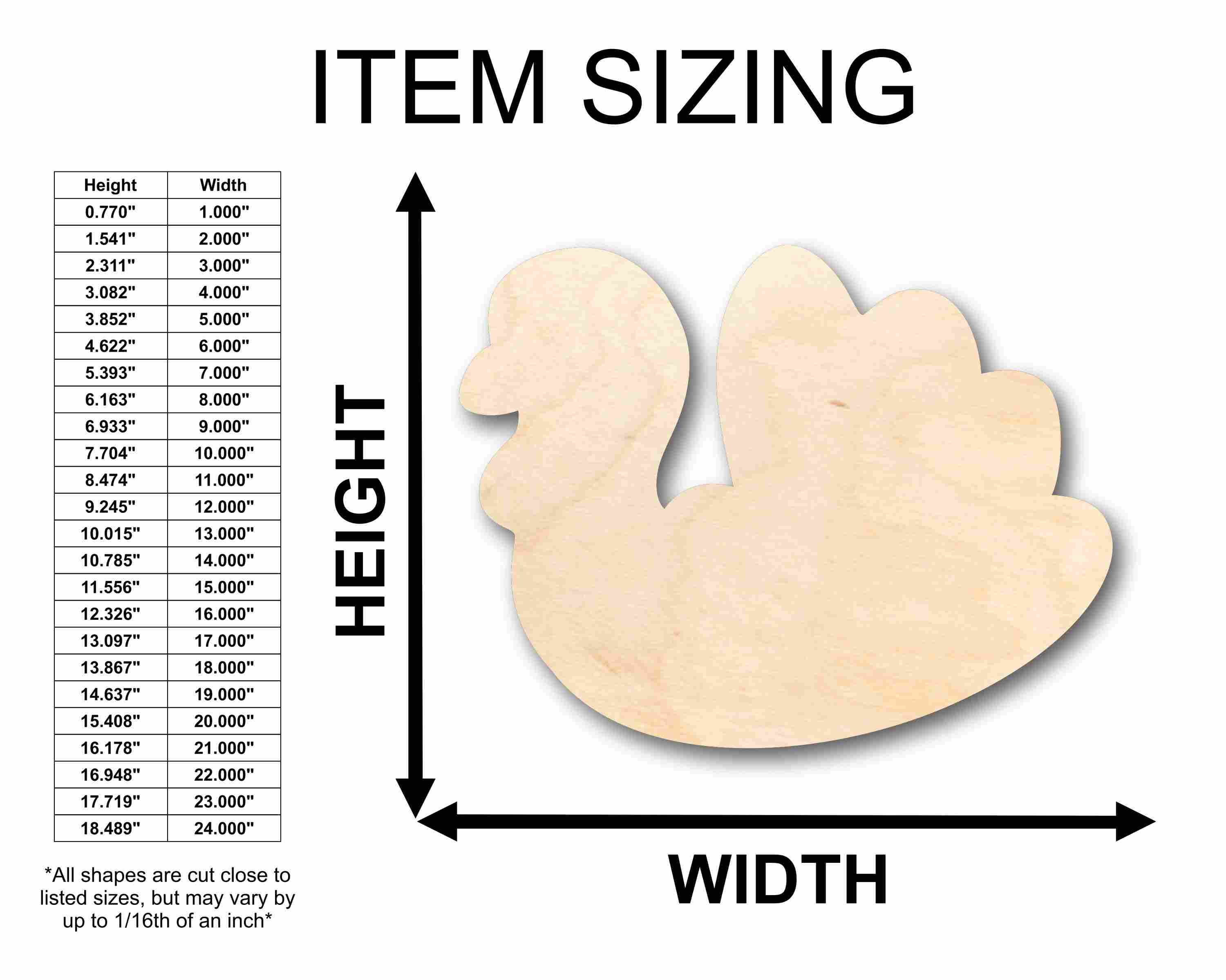 Unfinished Wood Cute Turkey Silhouette - Craft- up to 46" DIY