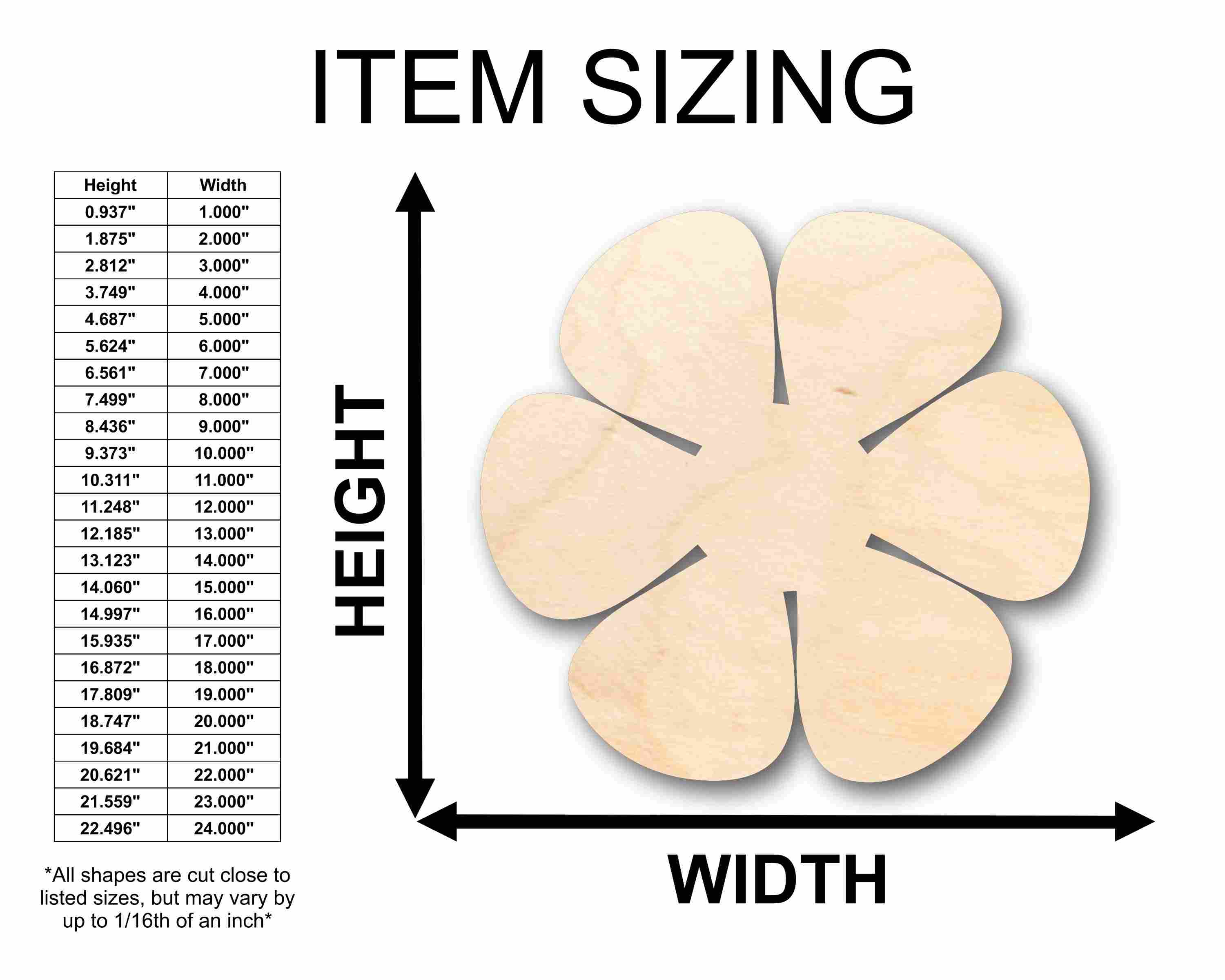 Unfinished Wood Daisy Rose Flower Petals Silhouette - Craft- up to 46" DIY
