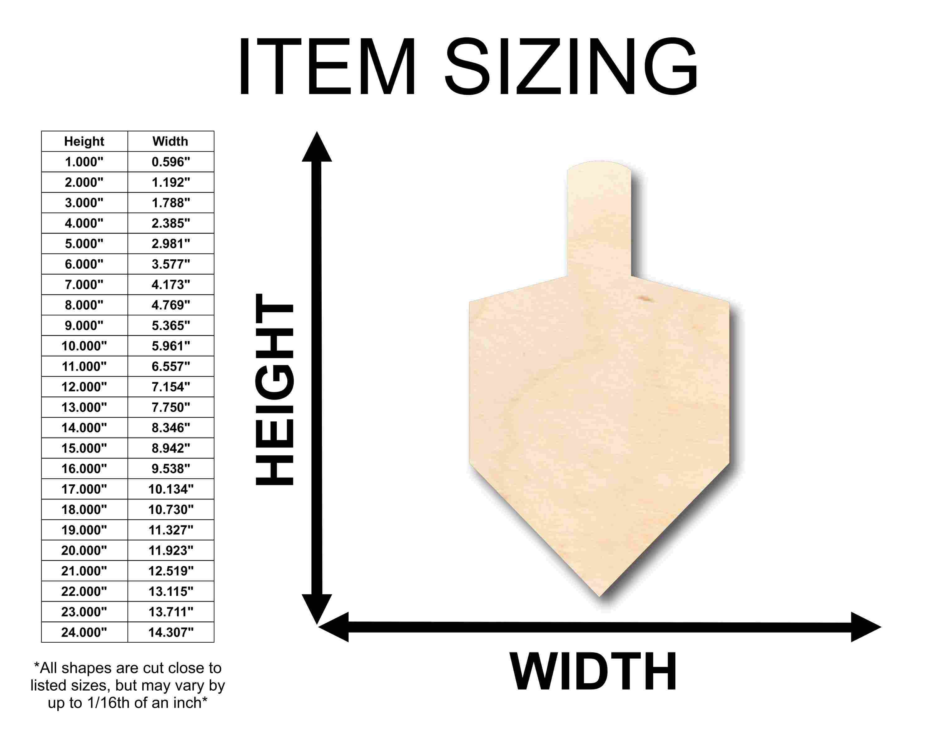 Unfinished Wood Dreidel Silhouette - Craft- up to 46" DIY