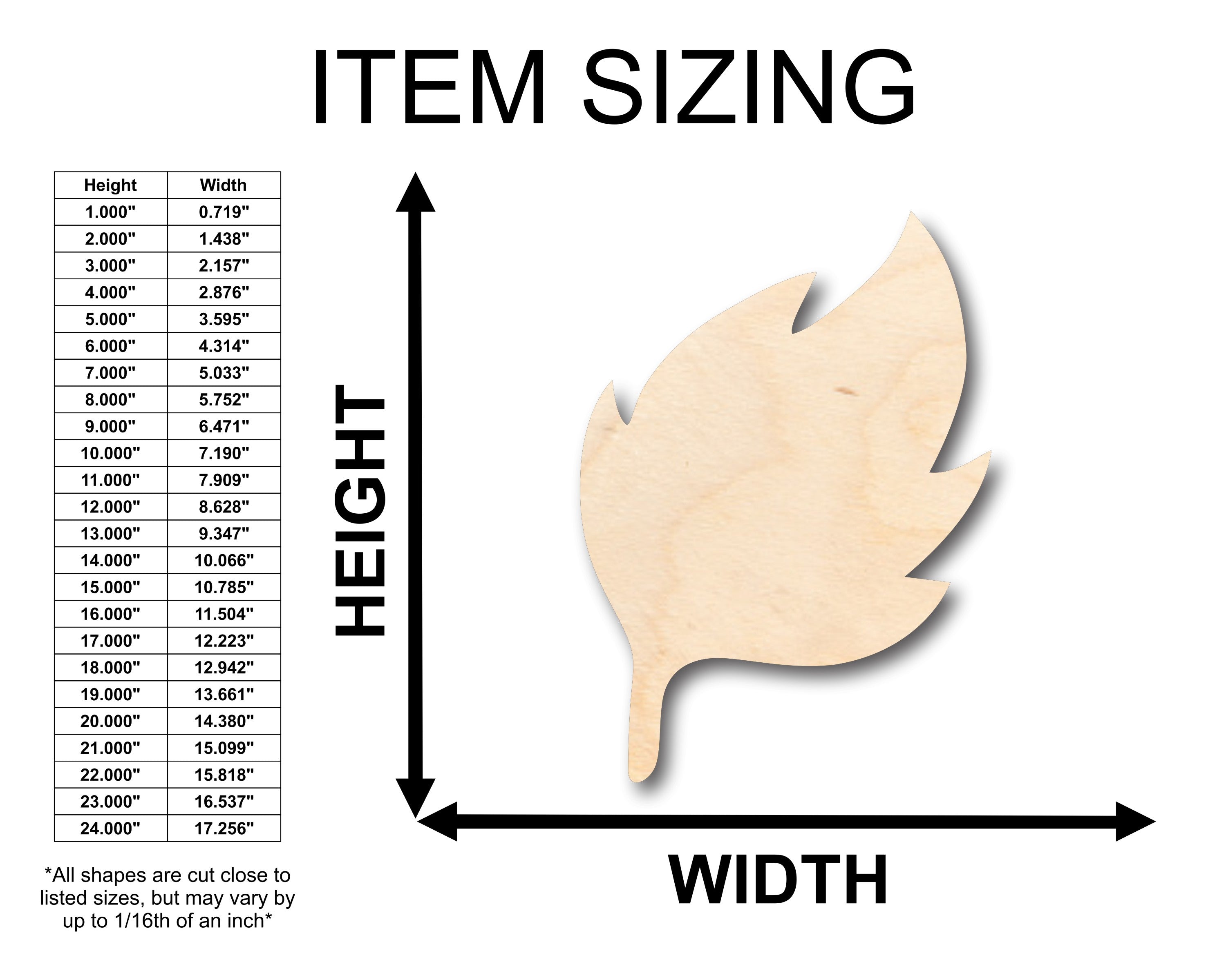 Unfinished Wood Earth Leaf Element Shape - Craft - up to 46" DIY