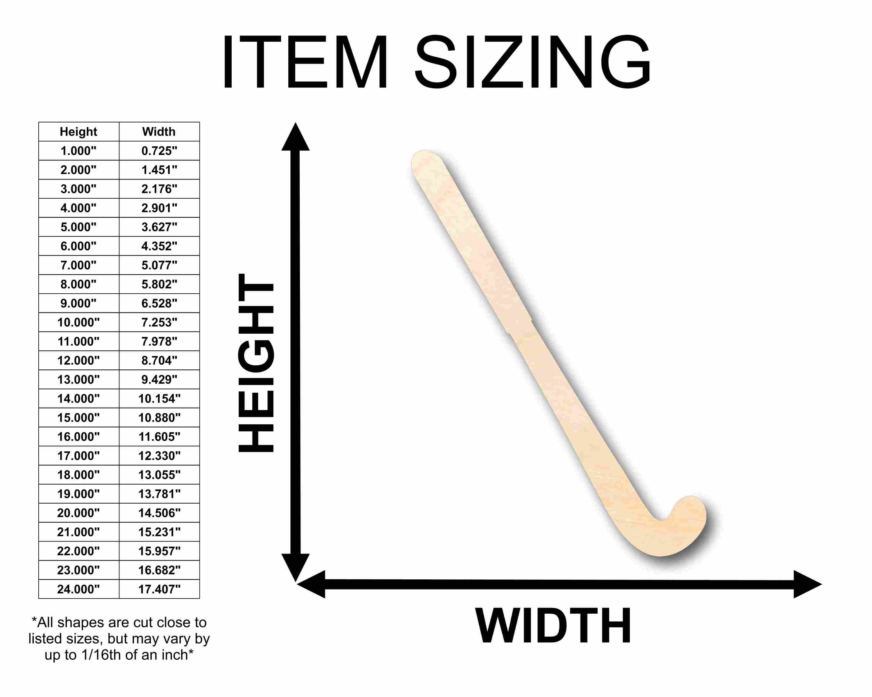 Unfinished Wood Field Hockey Stick Silhouette - Craft- up to 46" DIY
