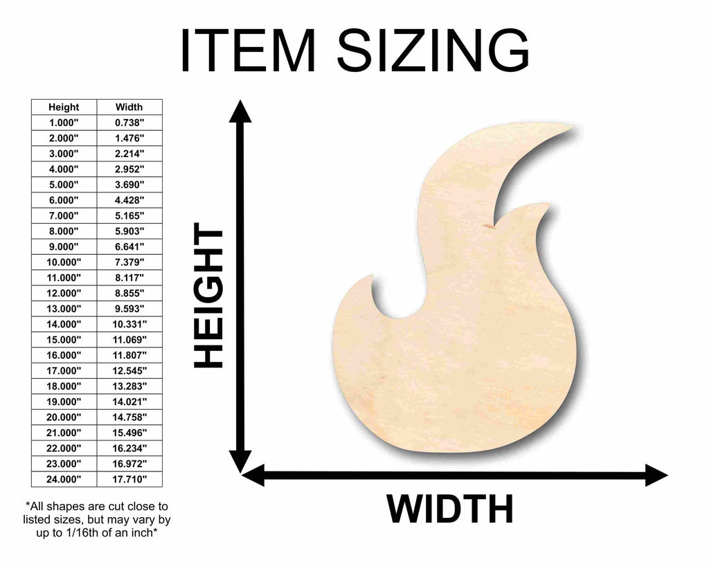 Unfinished Wood Fire Element Silhouette - Craft- up to 46" DIY