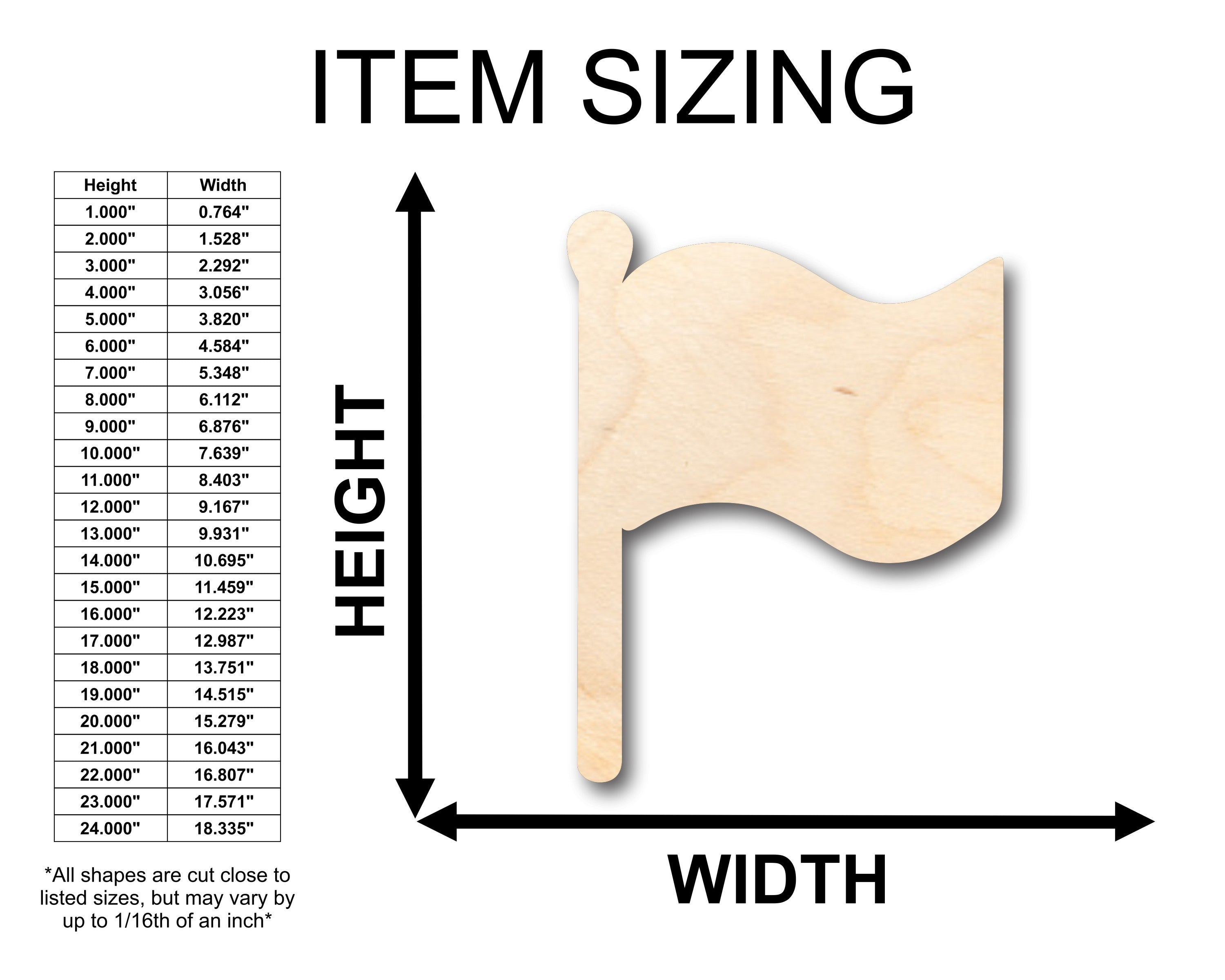 Unfinished Wood Flag Shape - Craft - up to 46" DIY