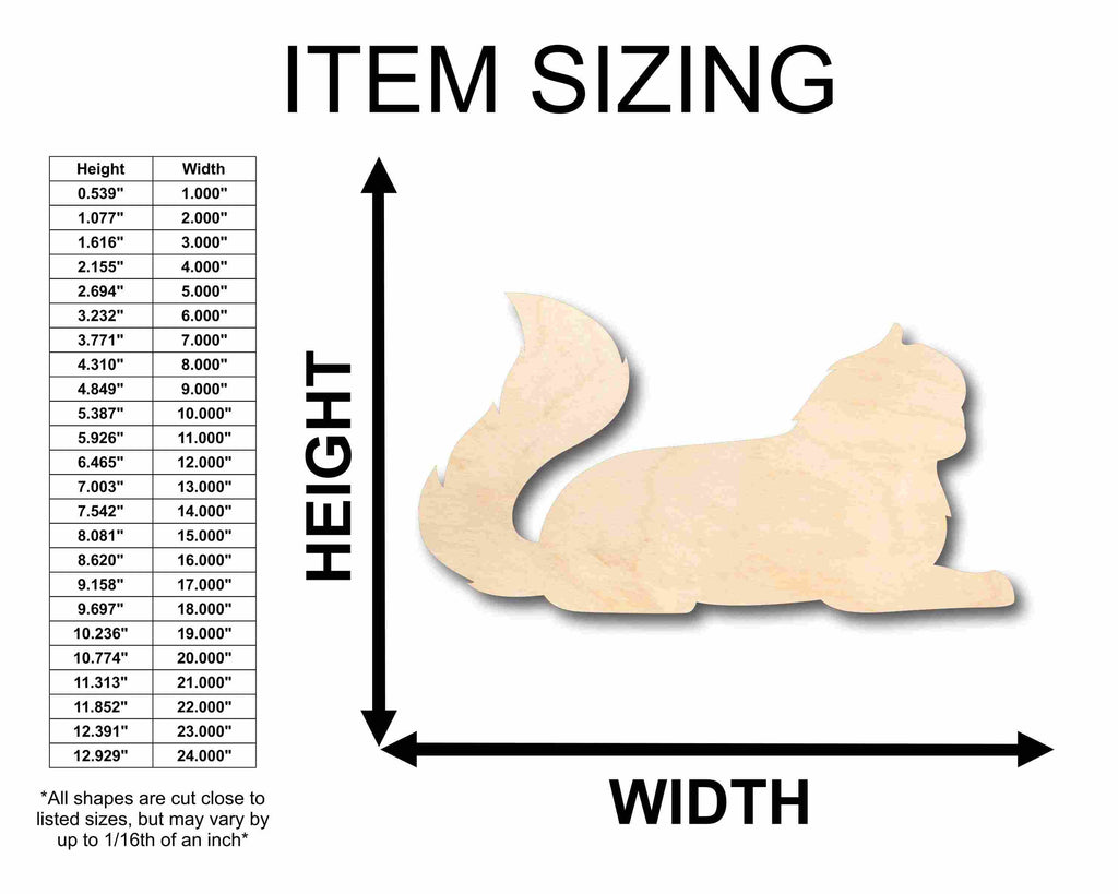 Unfinished Wood Fluffy Cat Silhouette - Craft- up to 46" DIY