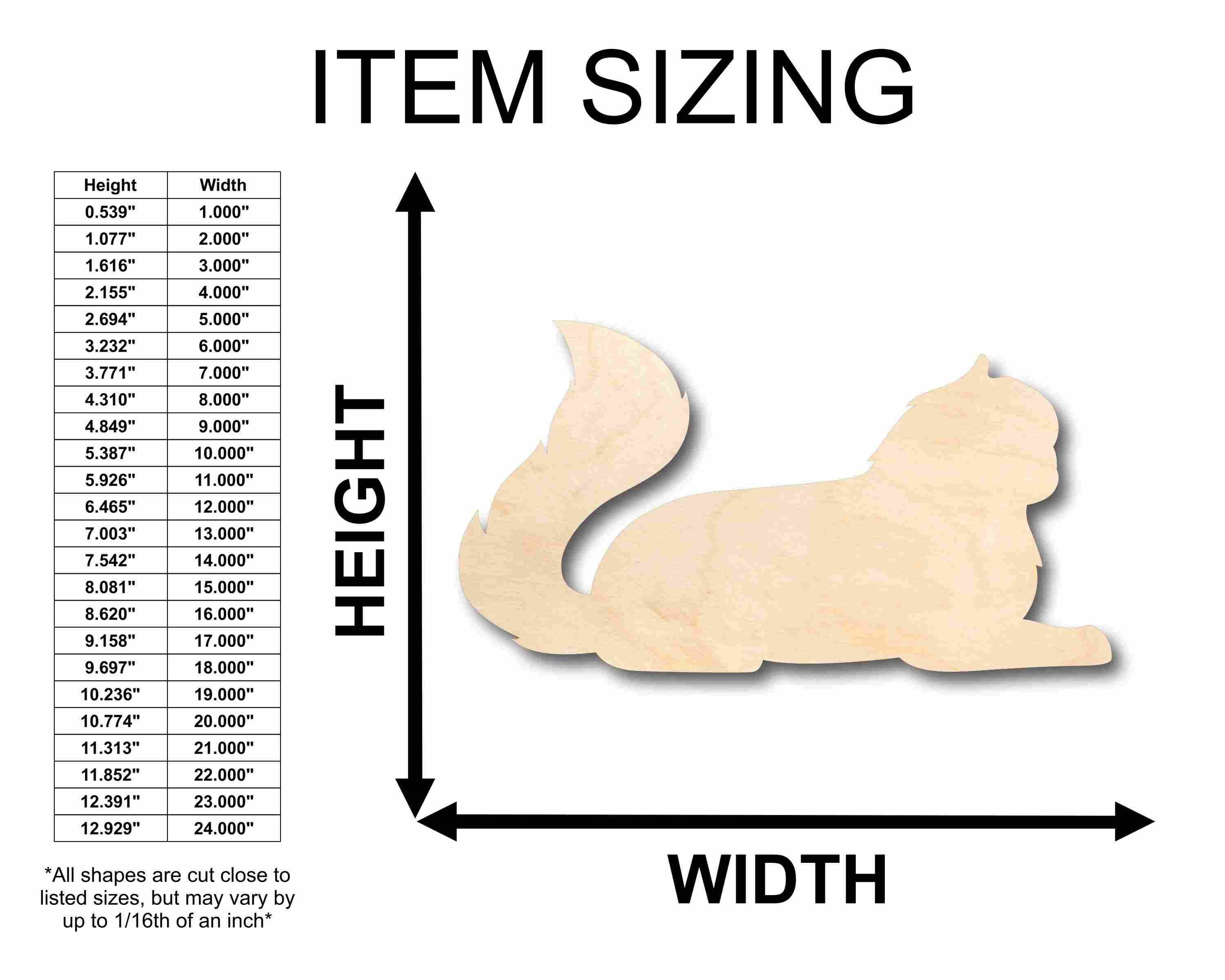 Unfinished Wood Fluffy Cat Silhouette - Craft- up to 46" DIY