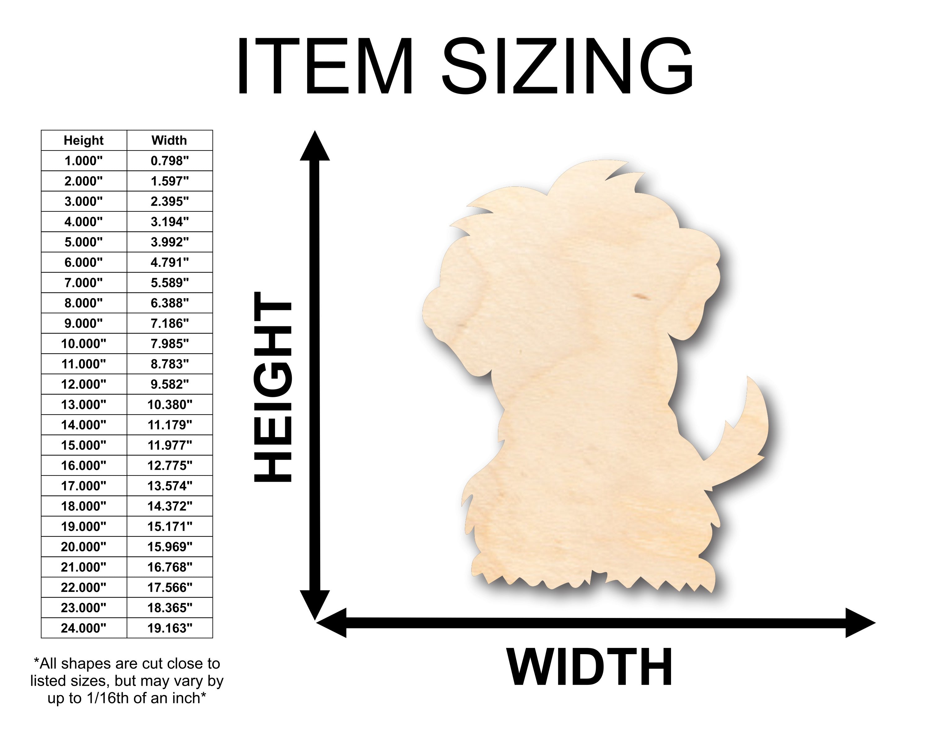 Unfinished Wood Fluffy Puppy Dog Shape - Craft - up to 46" DIY