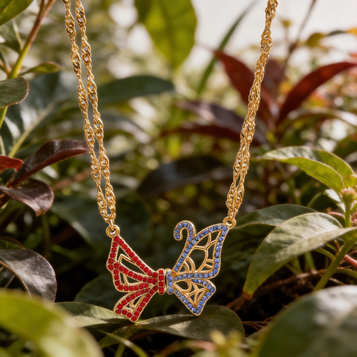 Butterfly Necklace & Bracelet Best Friend BFF Color Zircon Asymmetric Magnetic Jewelry