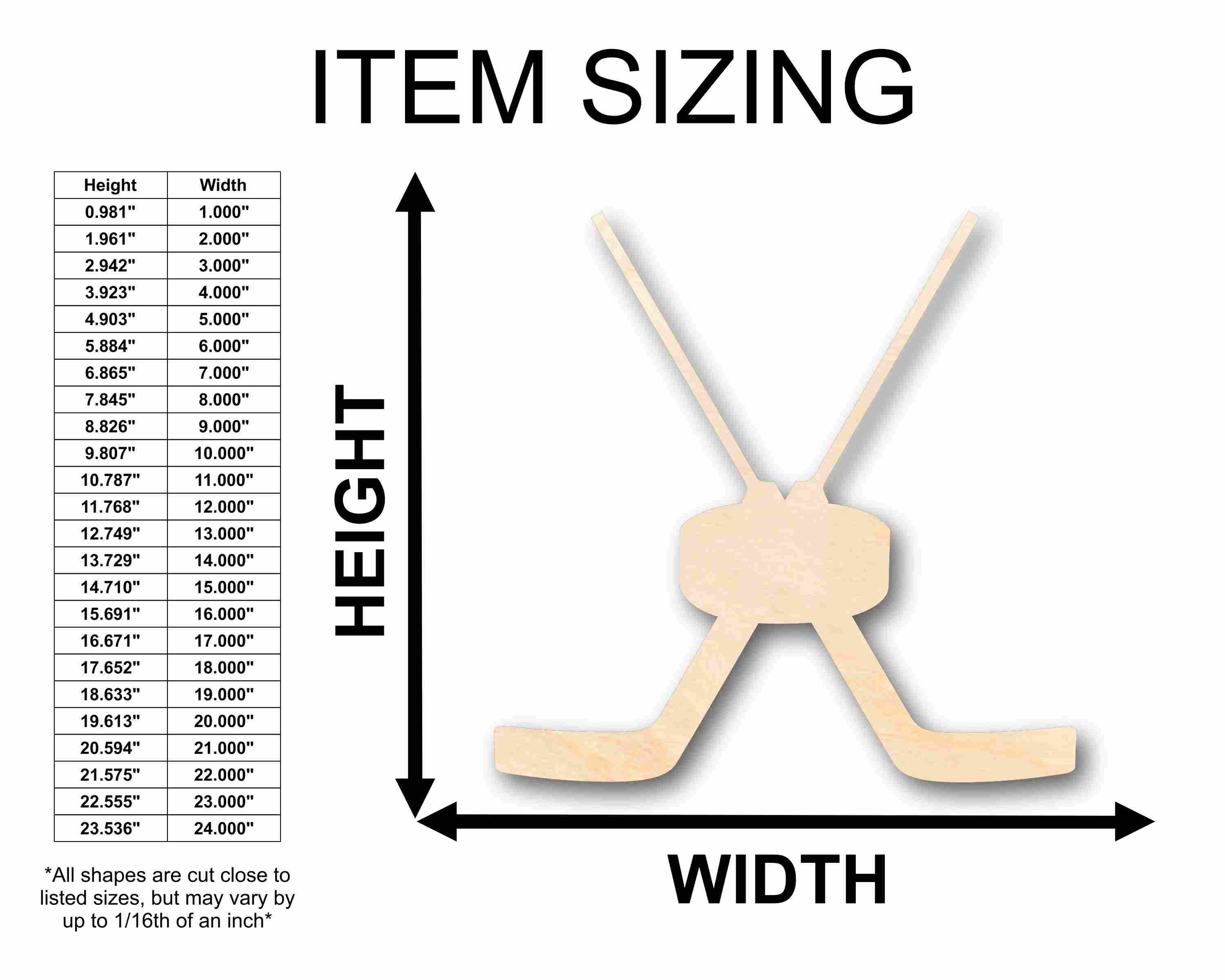 Unfinished Wood Goalie Hockey Sticks Pair with Puck Silhouette - Craft- up to 46" DIY