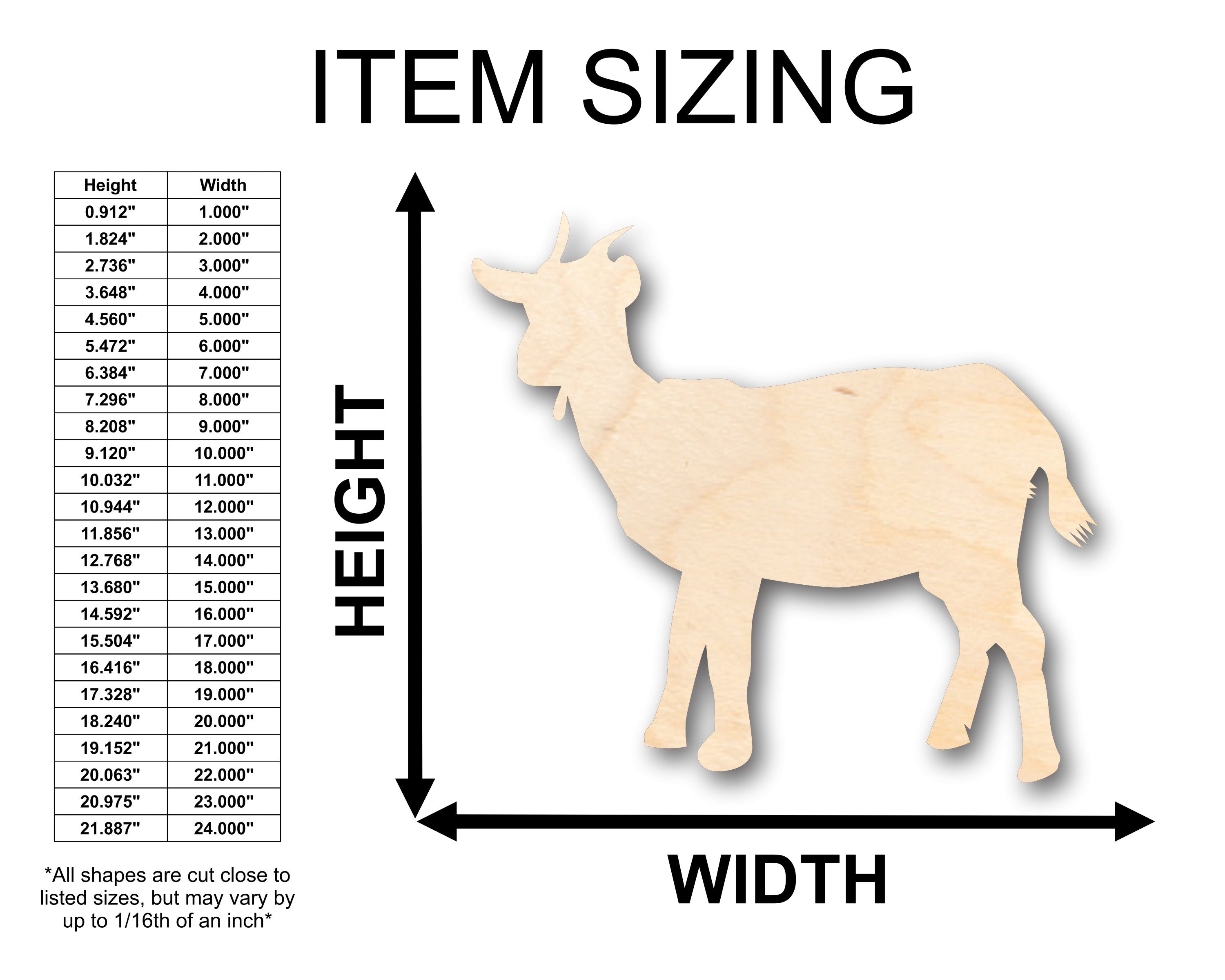 Unfinished Wood Billy Goat Farm Animal Shape - Craft - up to 46" DIY