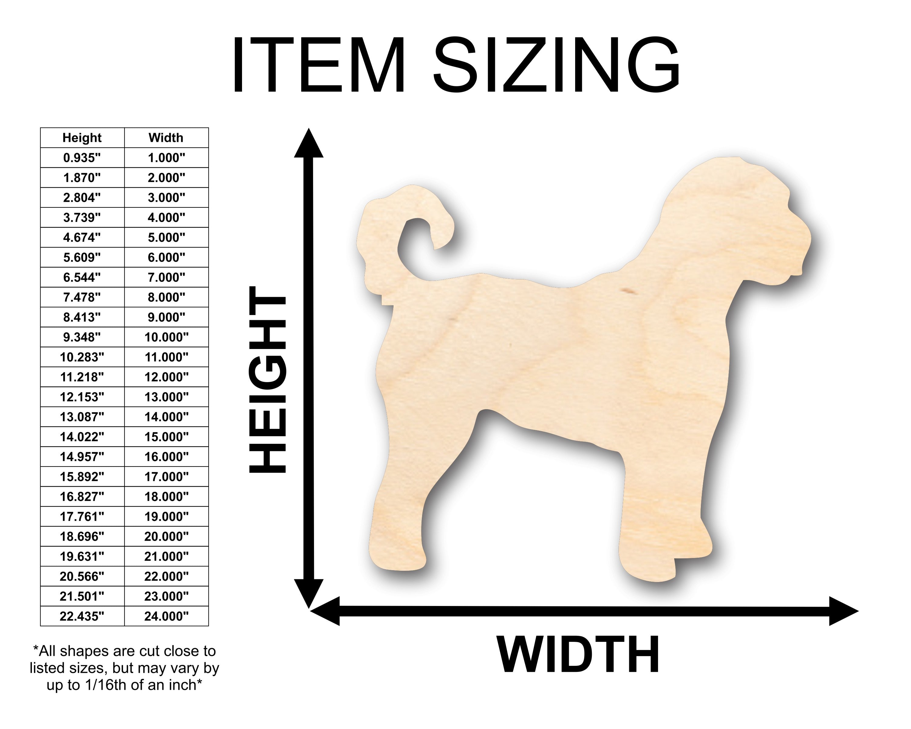 Unfinished Wood Golden Doodle Dog Shape - Craft - up to 46" DIY