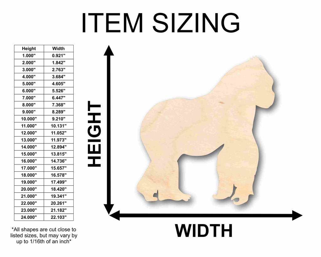 Unfinished Wood Gorilla Silhouette - Craft- up to 46" DIY