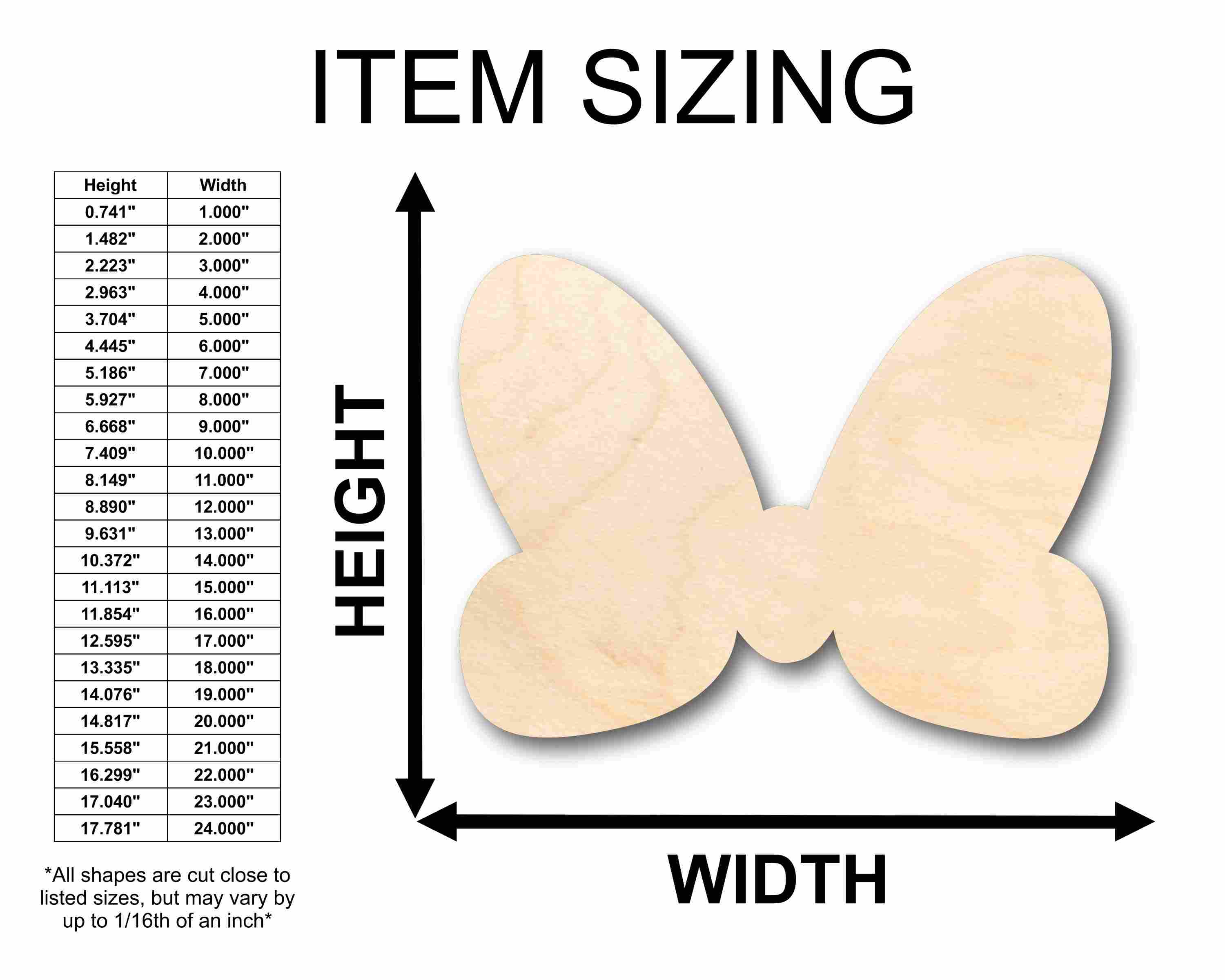 Unfinished Wood Hair Bow Silhouette - Craft- up to 46" DIY