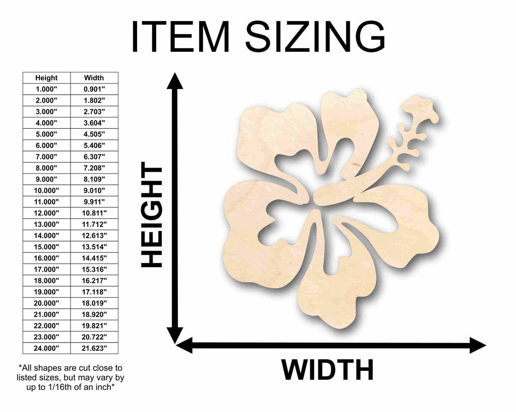 Unfinished Wood Hibiscus Flower Silhouette - Craft- up to 46" DIY