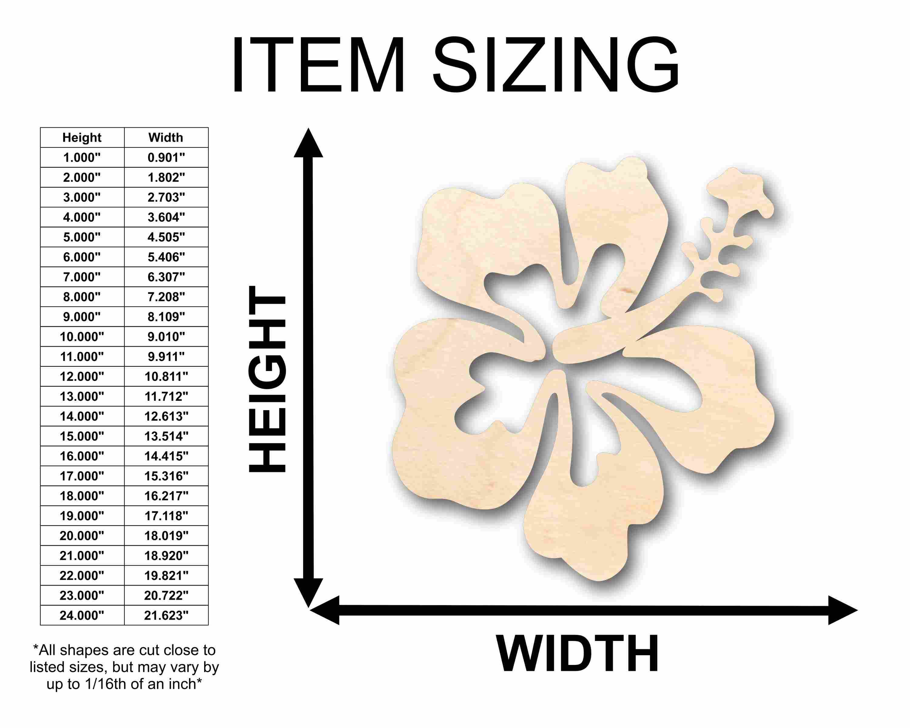 Unfinished Wood Hibiscus Flower Silhouette - Craft- up to 46" DIY