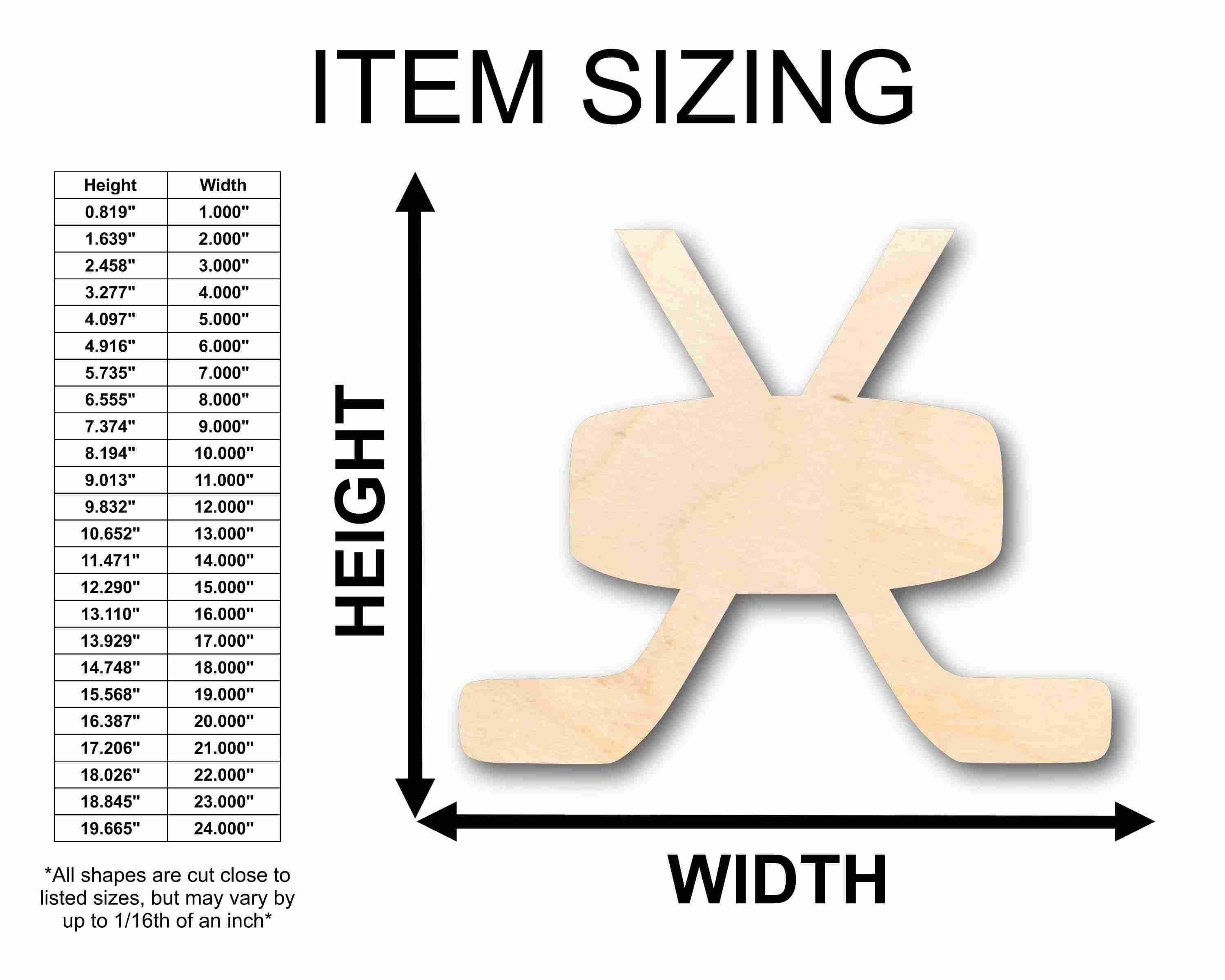 Unfinished Wood Hockey Sticks Pair with Puck Silhouette - Craft- up to 46" DIY