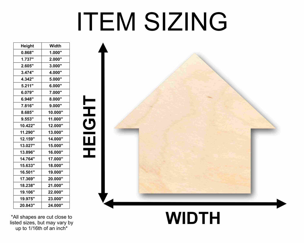 Unfinished Wood House Silhouette - Craft- up to 46" DIY