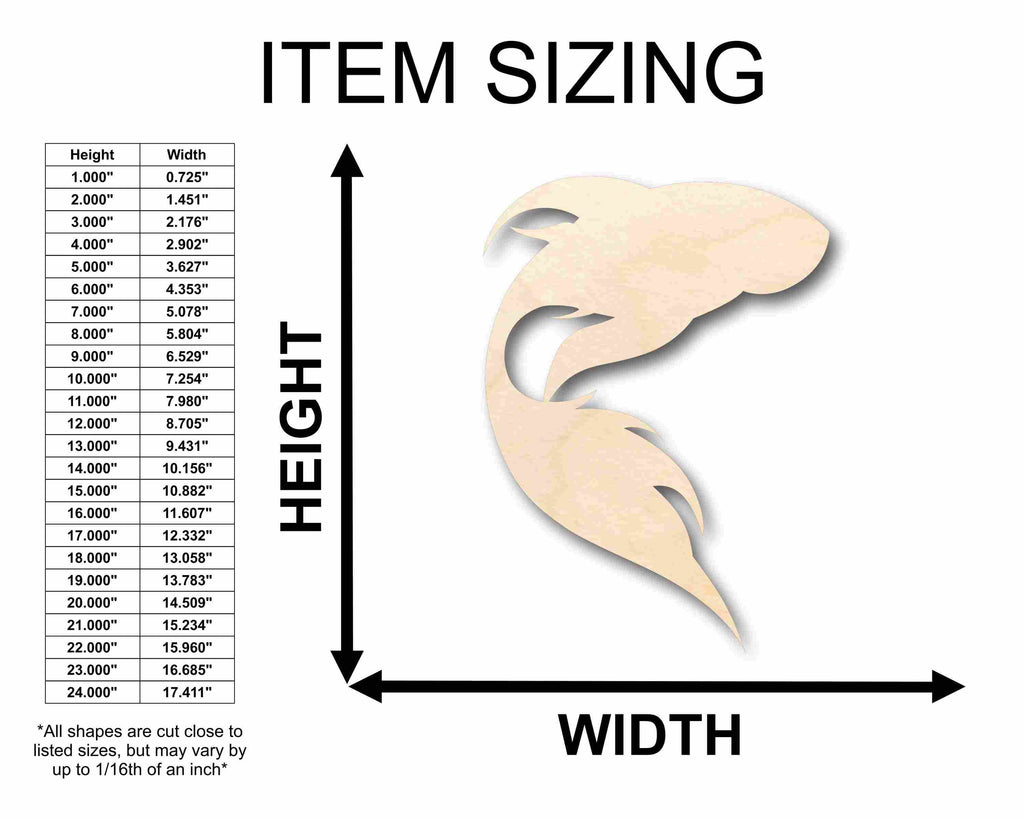 Unfinished Wood Koi Fish Goldfish Silhouette - Craft- up to 46" DIY