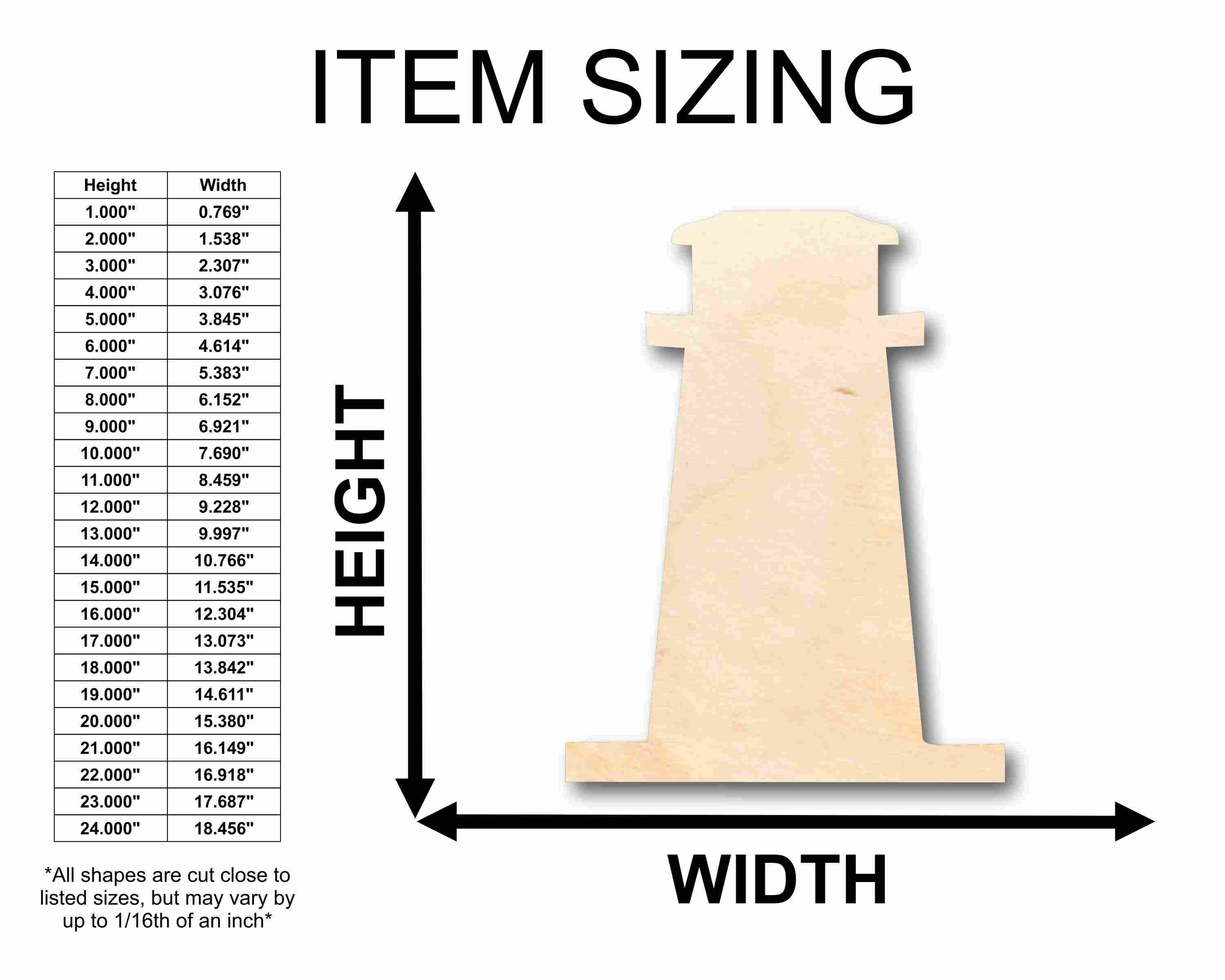 Unfinished Wood Light House Silhouette - Craft- up to 46" DIY