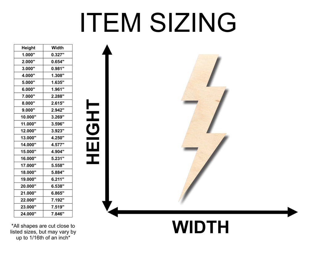 Unfinished Wood Lightening Bolt Shape - Craft - up to 46" DIY