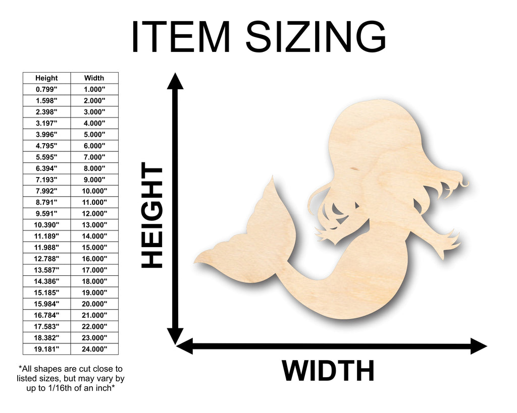 Unfinished Wood Mermaid Kid Young Cute Baby Shape - Craft - up to 46" DIY