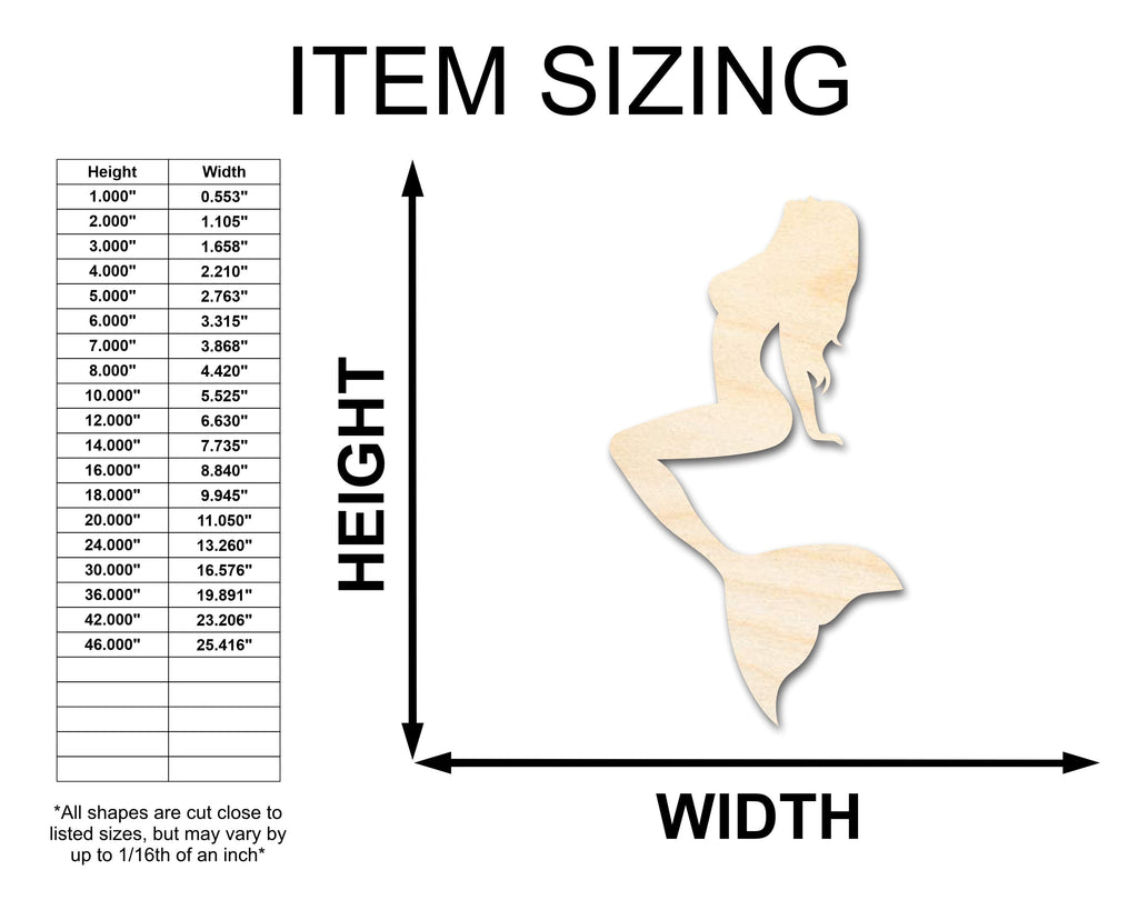 Unfinished Wood Mermaid Siren Silhouette - Craft - up to 46" DIY