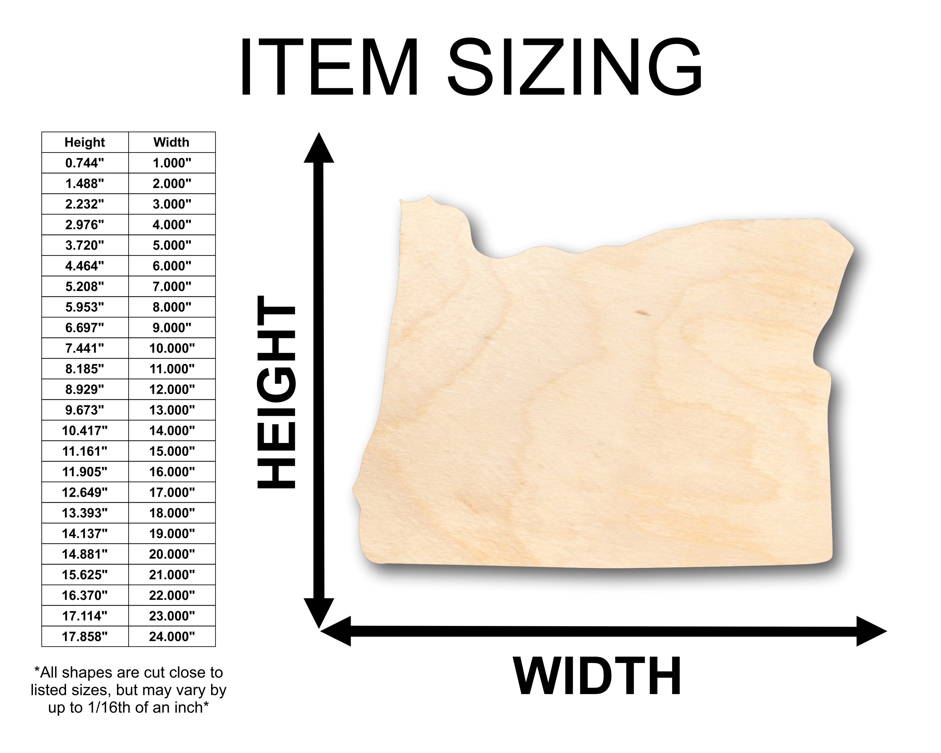 Unfinished Wood Oregon or Craft Borders State Shape - Craft - up to 46" DIY