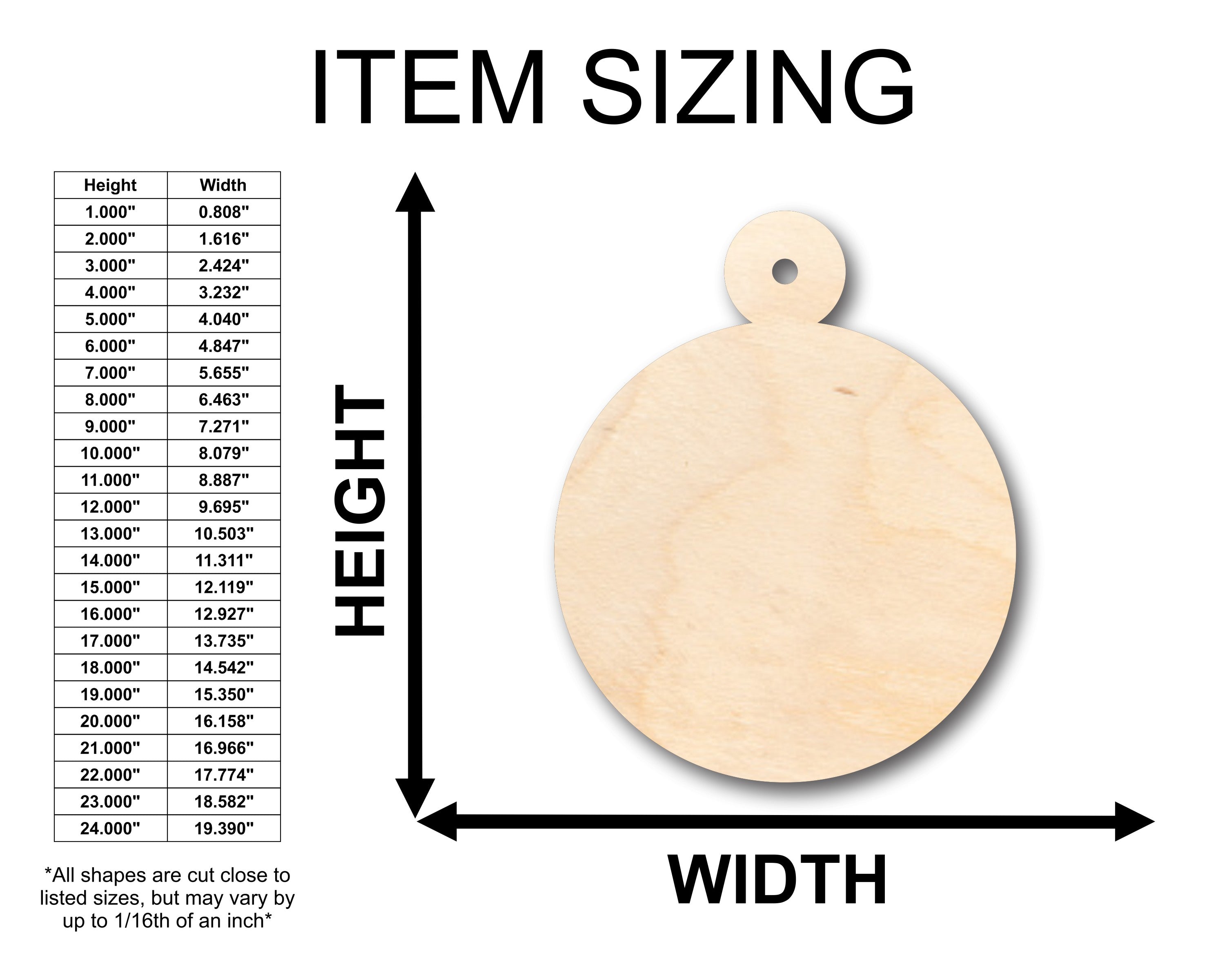 Unfinished Wood Christmas Ornament Circle Shape - Craft - up to 46" DIY
