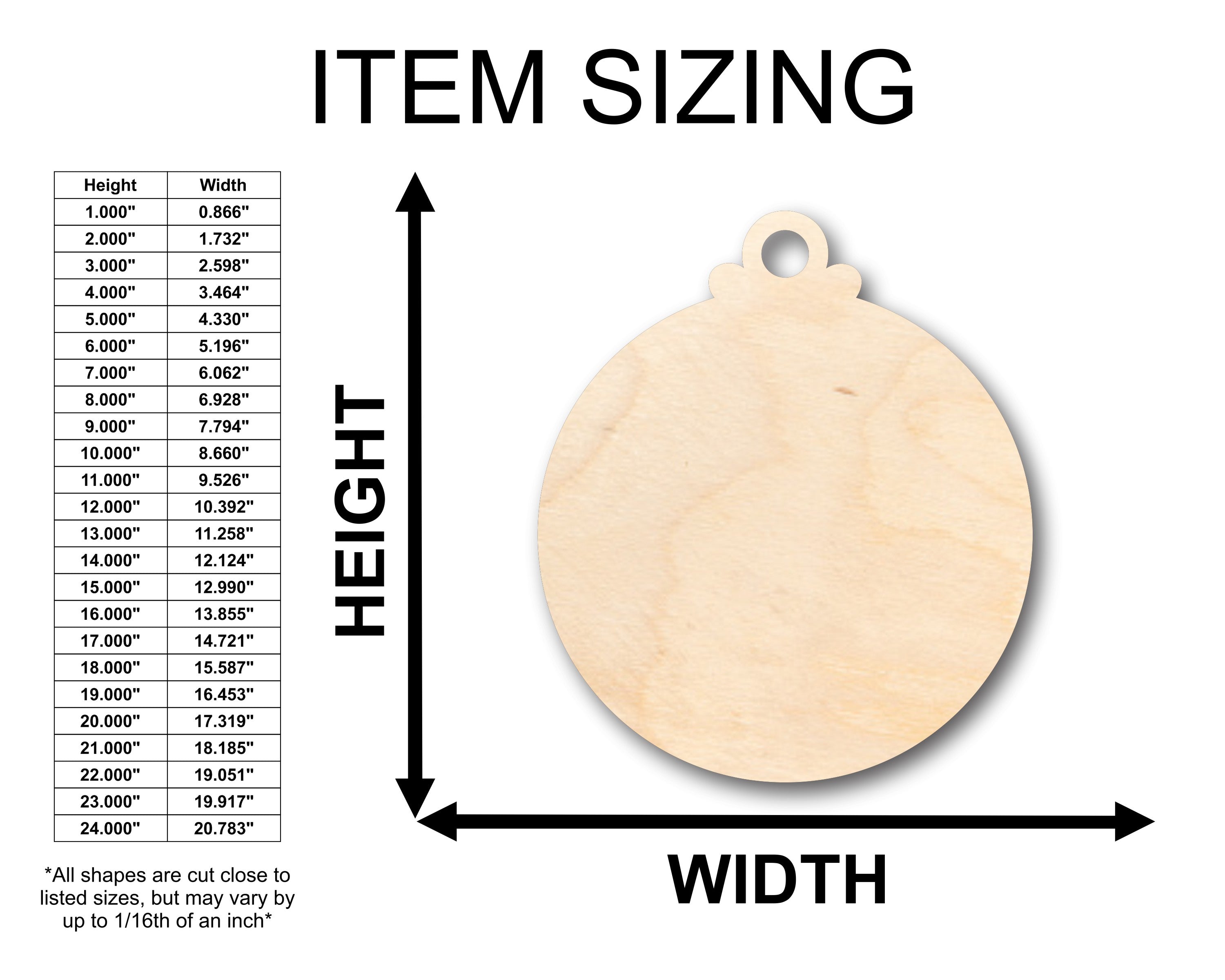 Unfinished Wood Christmas Ornament Shape - Craft - up to 46" DIY