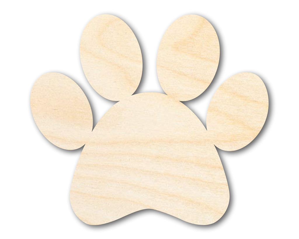 Unfinished Wood Paw Print Shape - Pet Craft - up to 46"