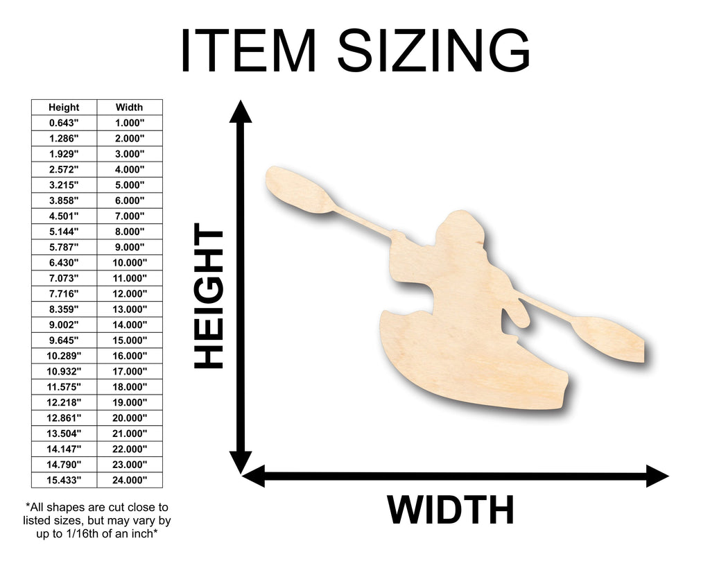 Unfinished Wood Person Kayaking Shape - Craft - up to 46" DIY