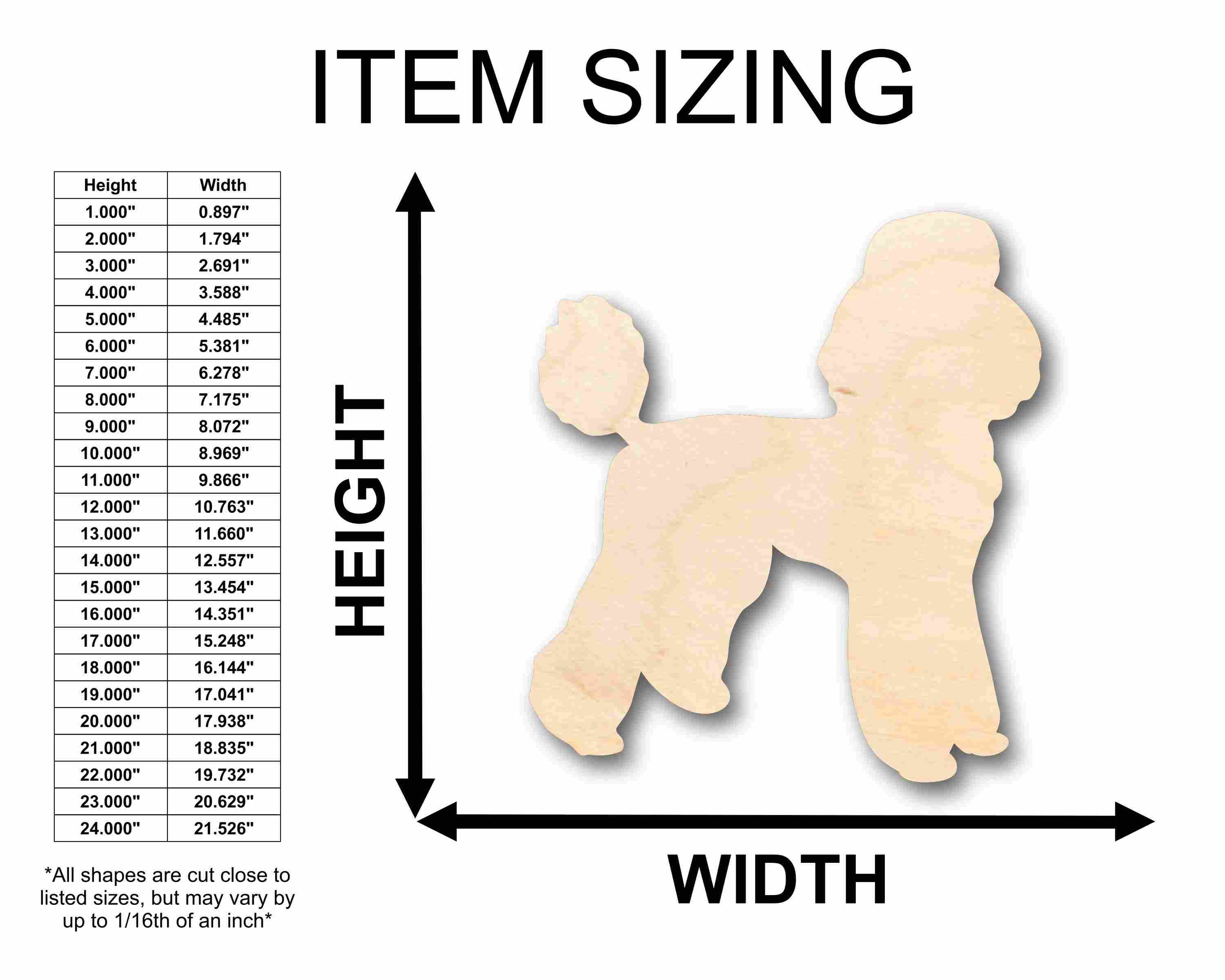 Unfinished Wood Poodle Dog Silhouette - Craft- up to 46" DIY