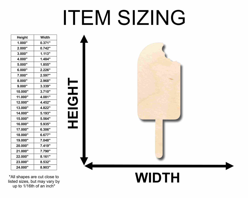 Unfinished Wood Popsicle with Bite Silhouette - Craft- up to 46" DIY