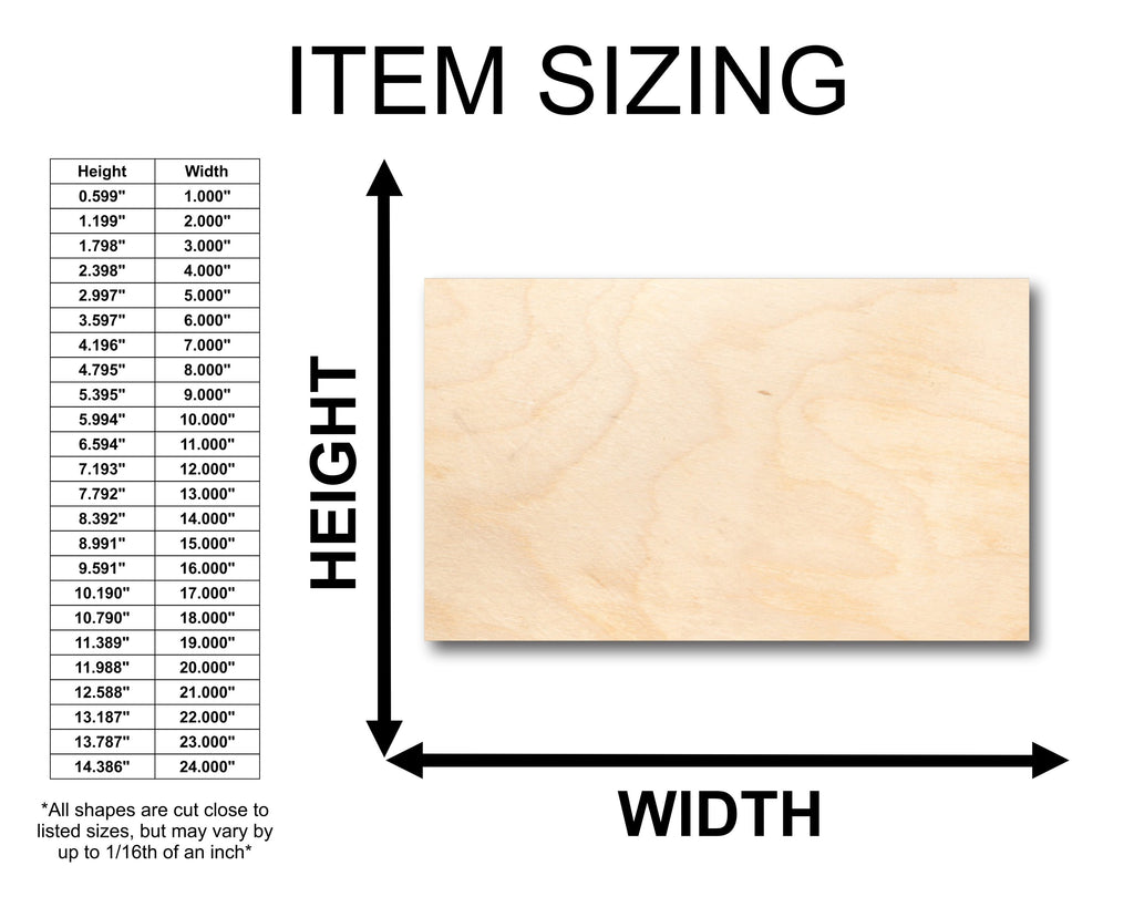 Unfinished Wood Rectangle Shape - Craft - up to 46" DIY