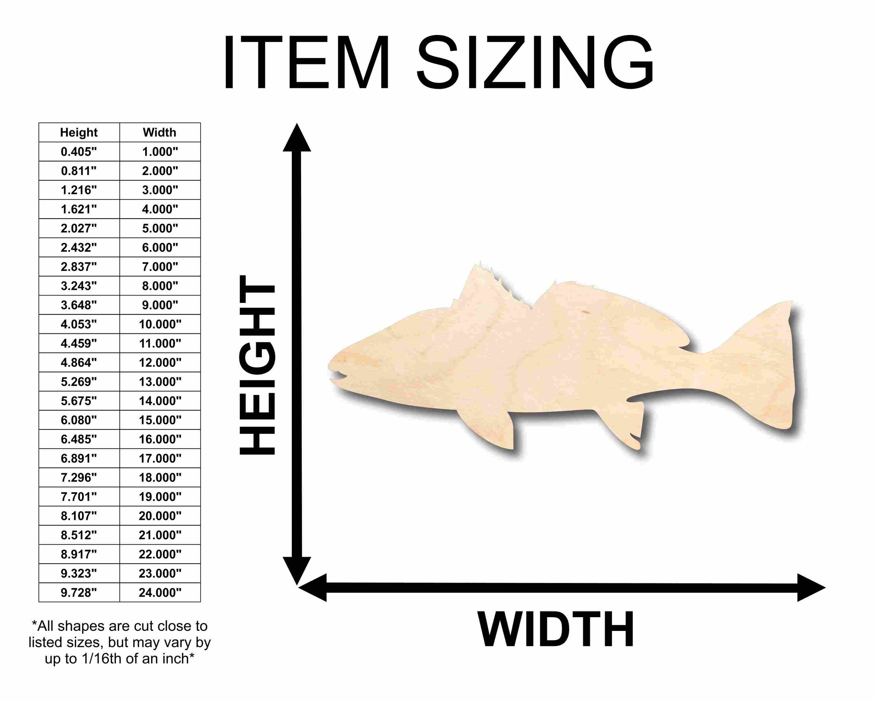 Unfinished Wood Red Drum Fish Silhouette - Craft- up to 46" DIY