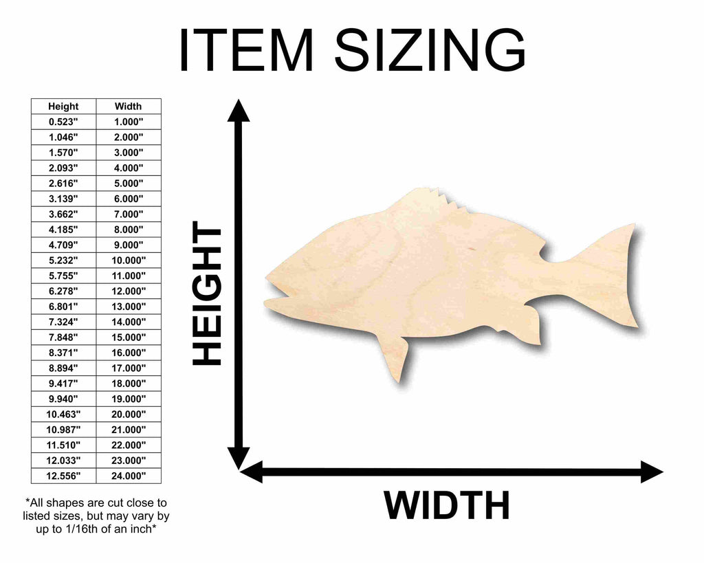 Unfinished Wood Red Snapper Fish Silhouette - Craft- up to 46" DIY