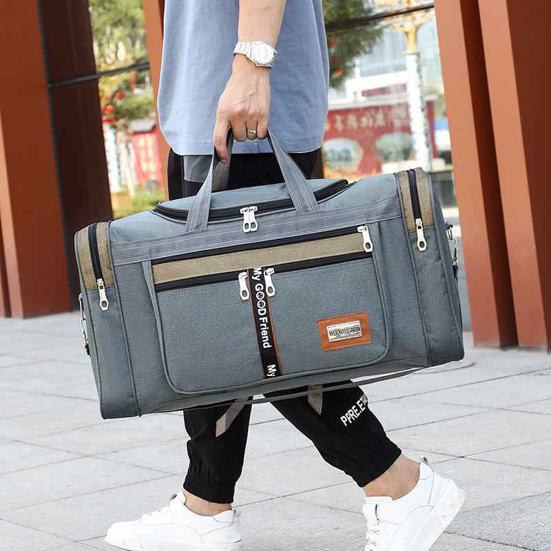 Fitness travel bag, large-capacity folding storage duffel bag, casual Oxford cloth.