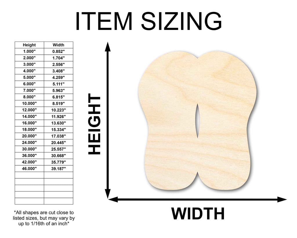Unfinished Wood Flip Flop Sandals | Summer | Beach | Craft Cutout | up to 46" DIY