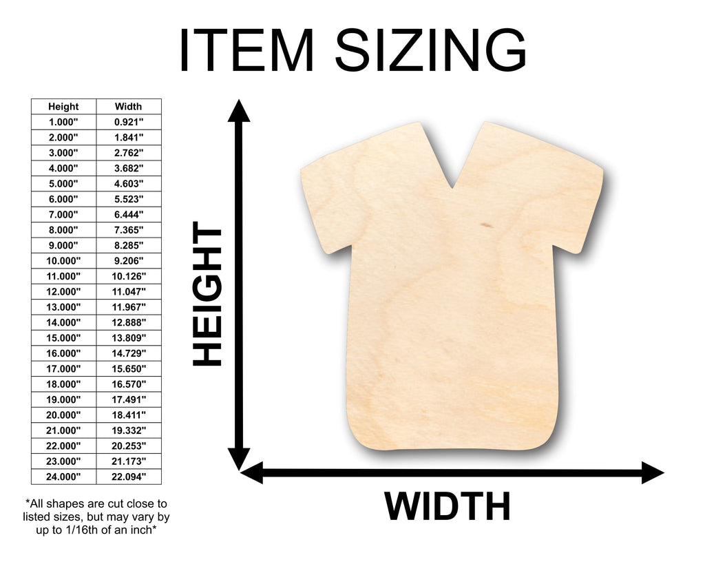 Unfinished Wood Scrub Shirt Shape - Craft - up to 46" DIY