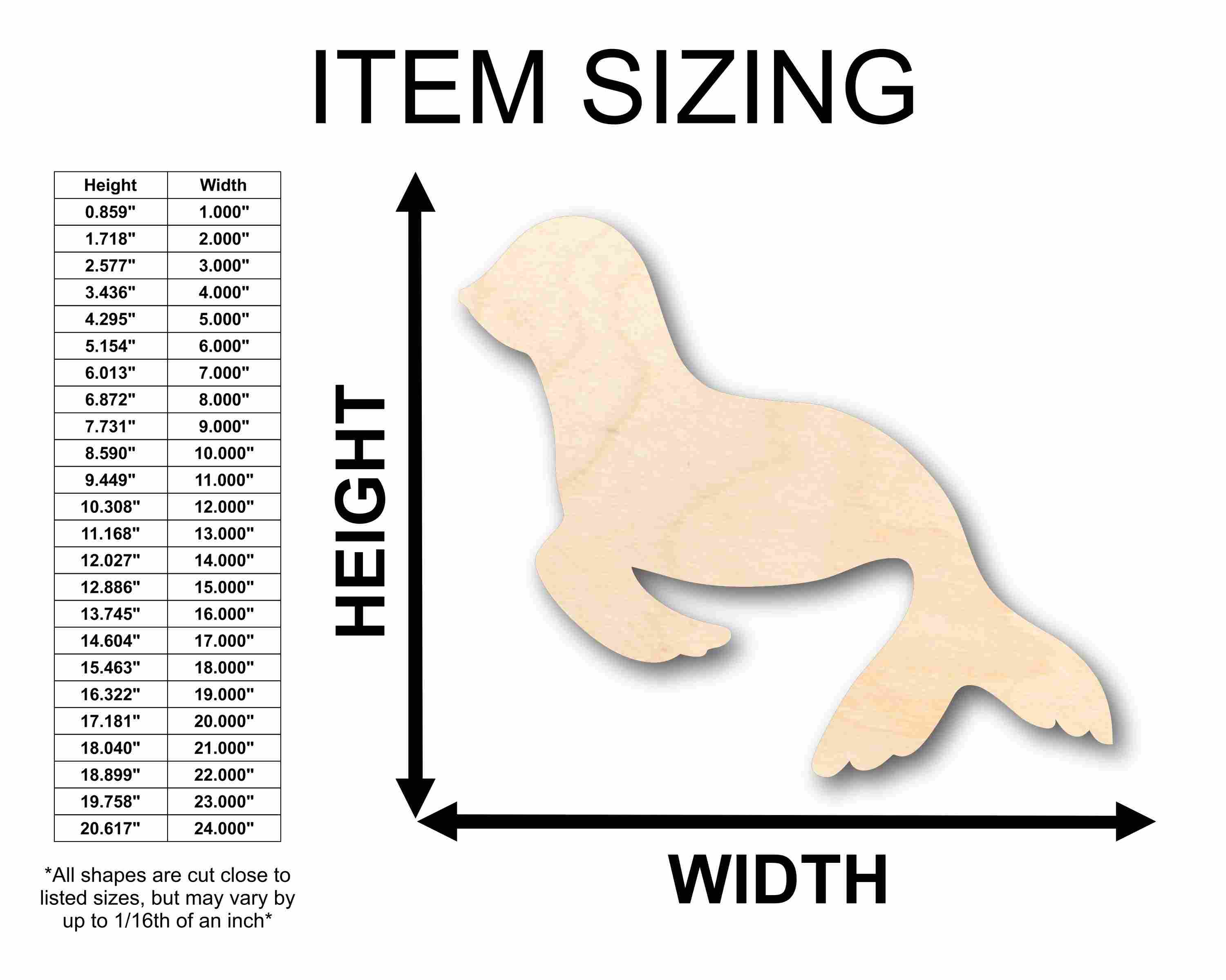 Unfinished Wood Seal Silhouette - Craft- up to 46" DIY