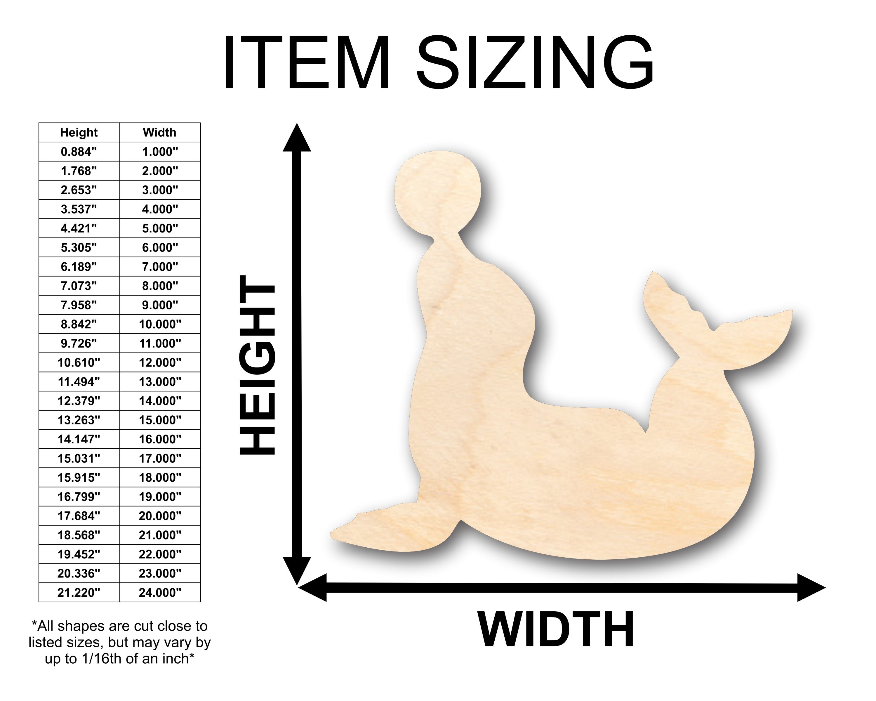 Unfinished Wood Seal Shape - Craft - up to 46" DIY
