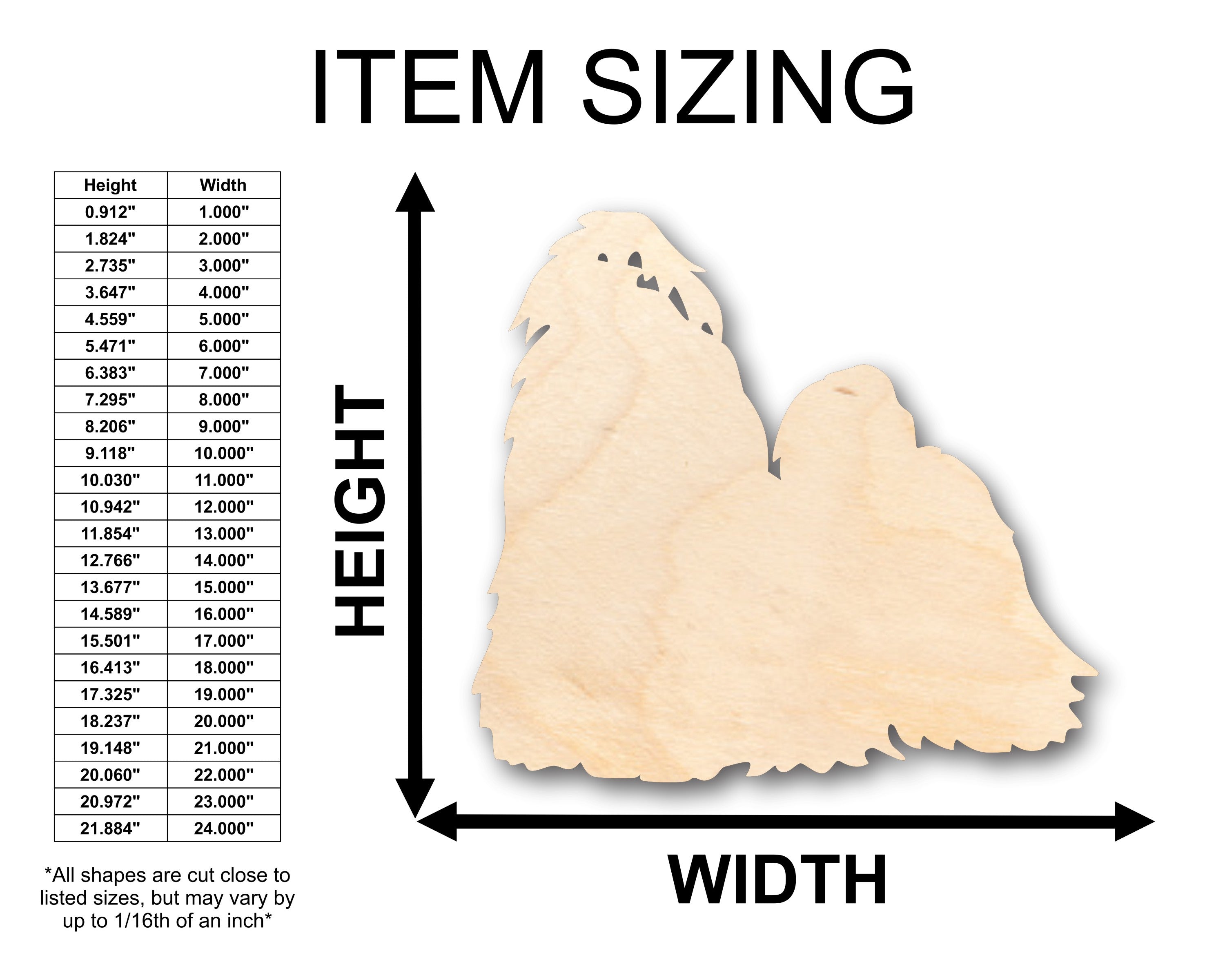 Unfinished Wood Shih Tzu Dog Shape - Craft - up to 46" DIY
