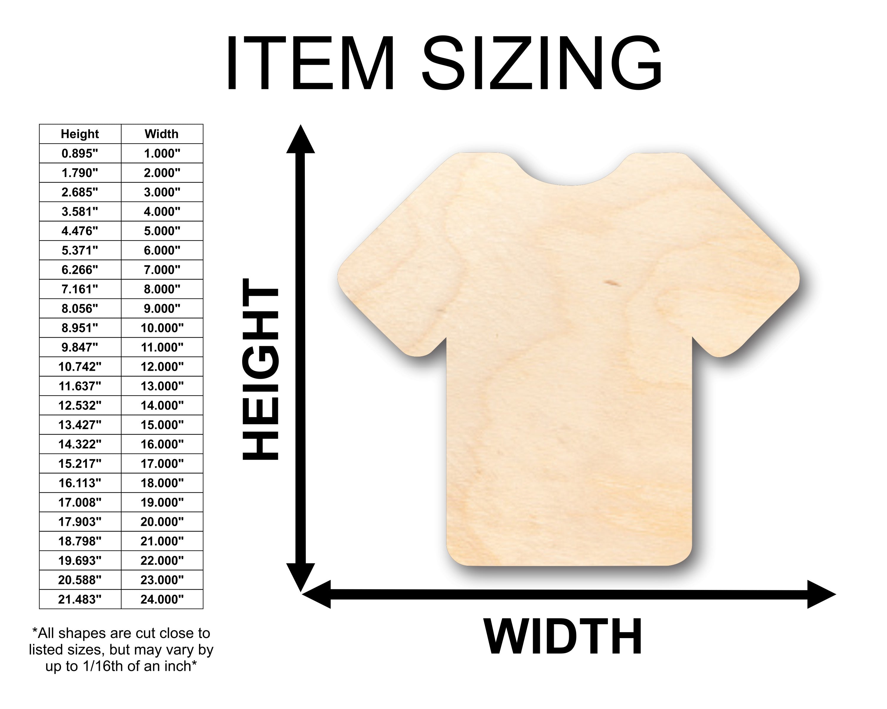 Unfinished Wood Shirt T Shirt Jersey Shape - Craft - up to 46" DIY