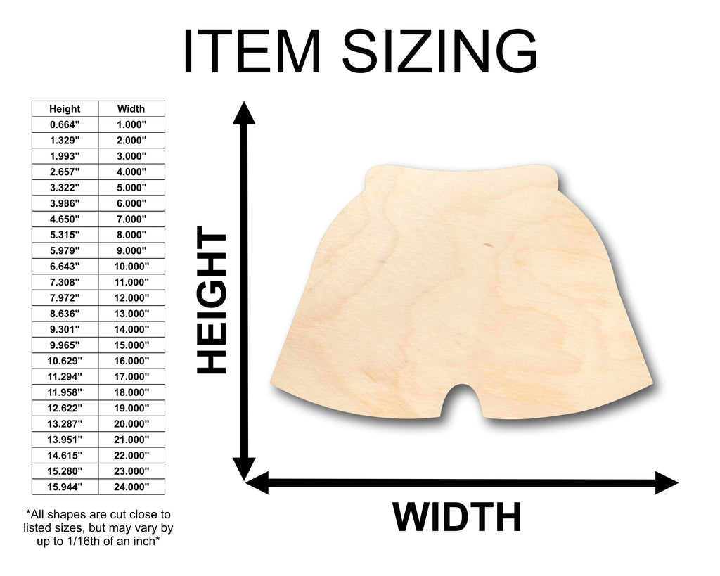 Unfinished Wood Shorts Swim Trunks Shape - Craft - up to 46" DIY